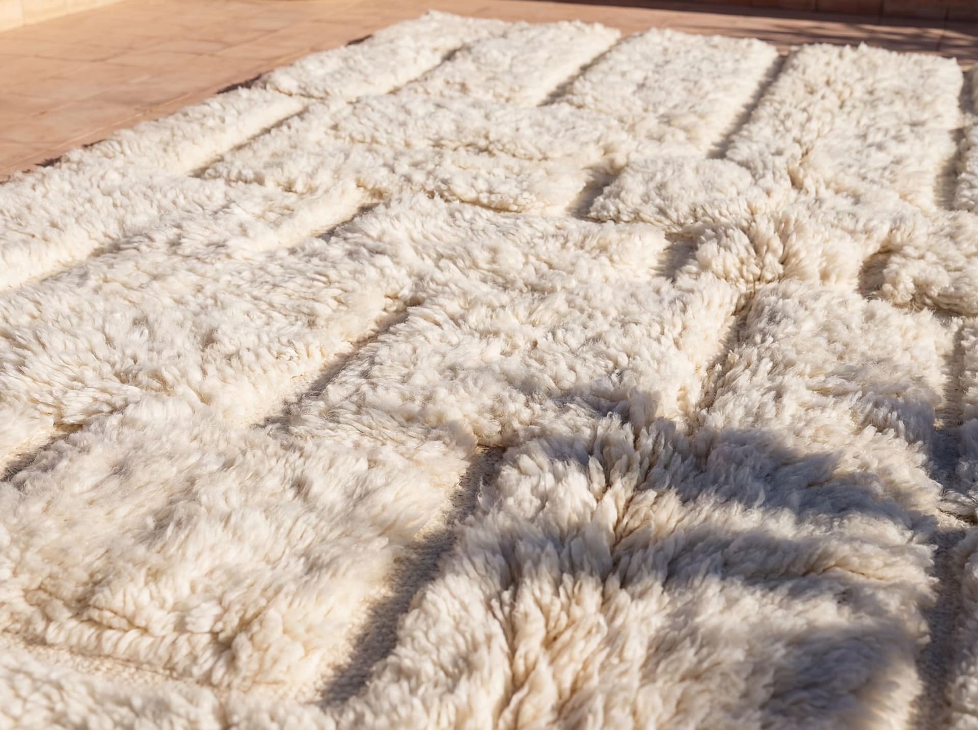 Ivory Geometric Shag Rug