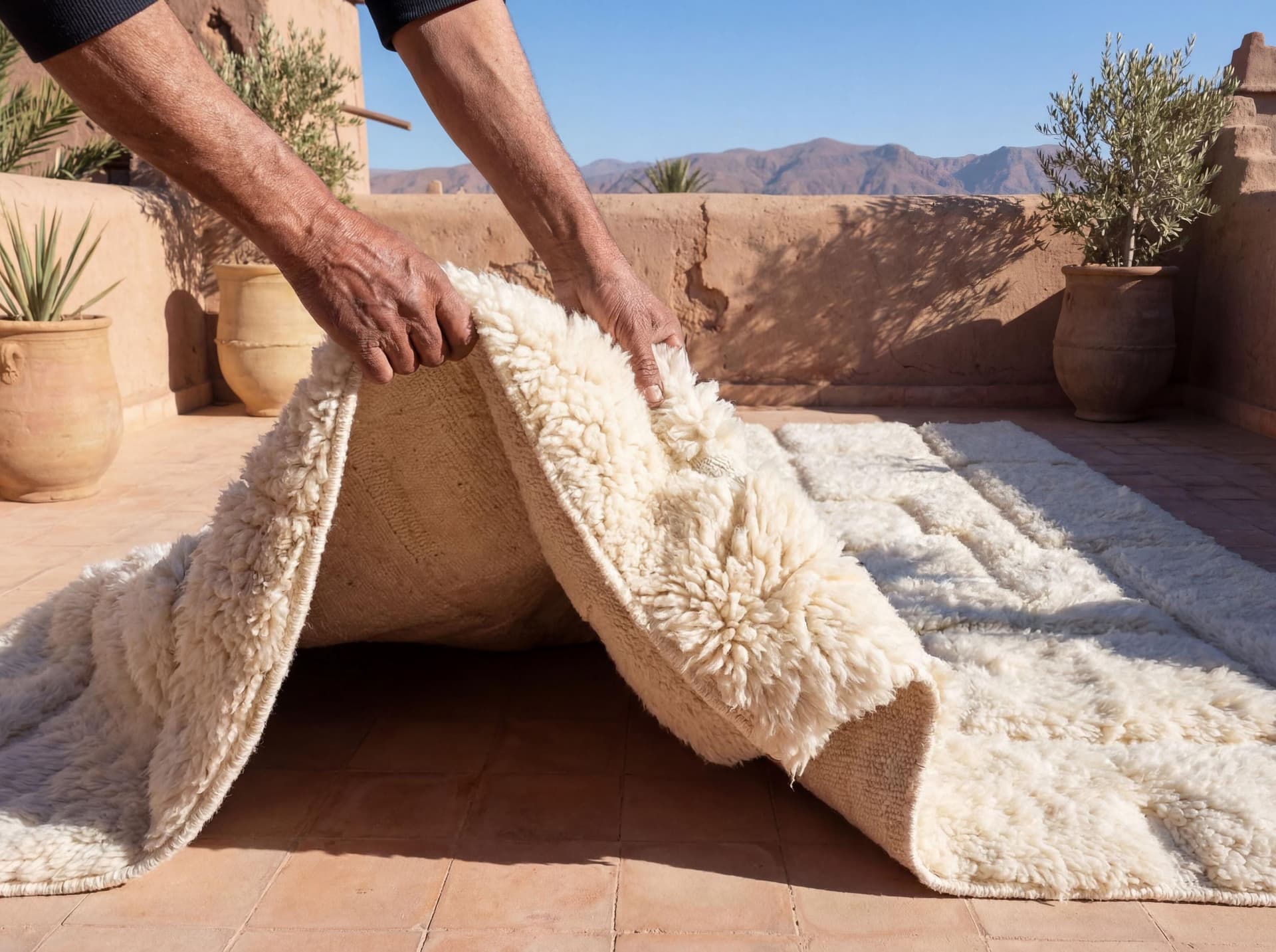 Ivory Geometric Shag Rug