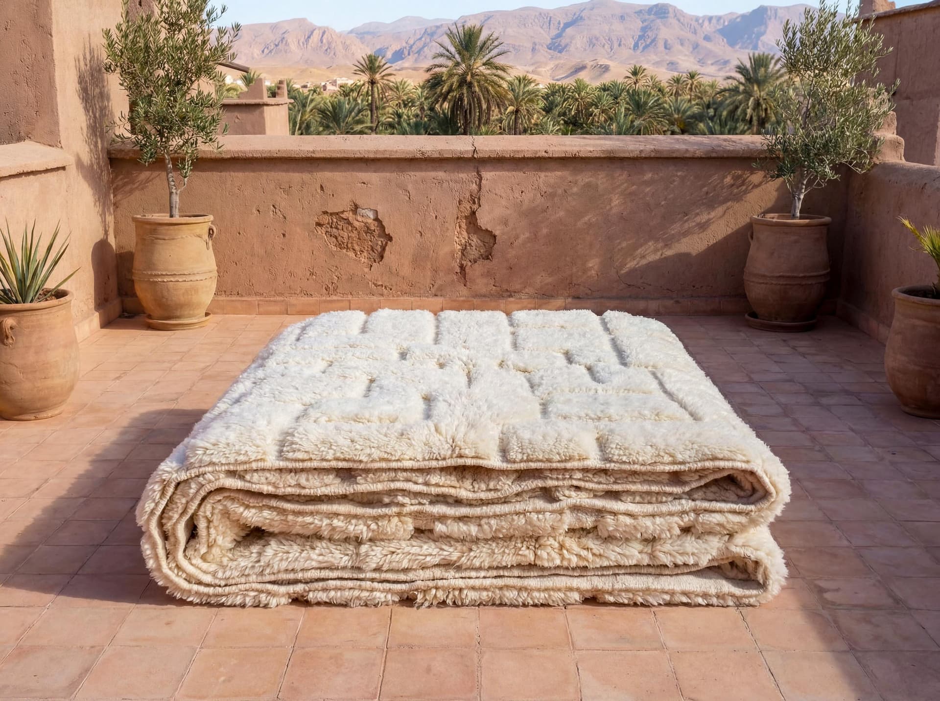 Ivory Geometric Shag Rug
