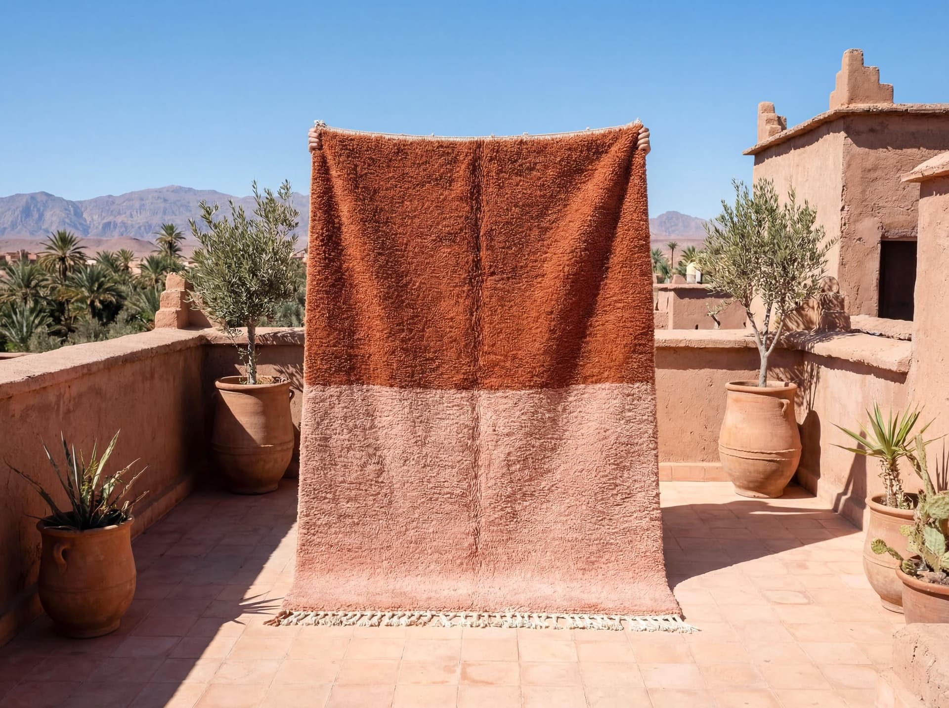 Terracotta Split Beni Ourain Rug