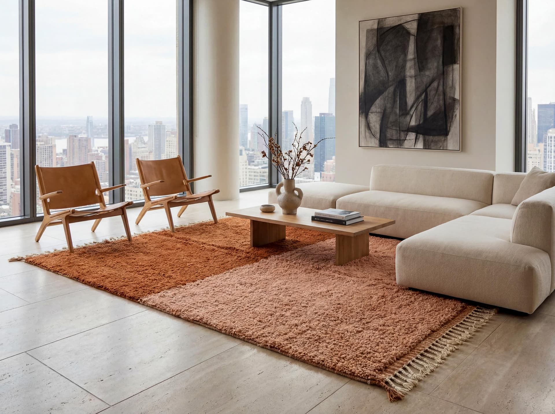 Terracotta Split Beni Ourain Rug