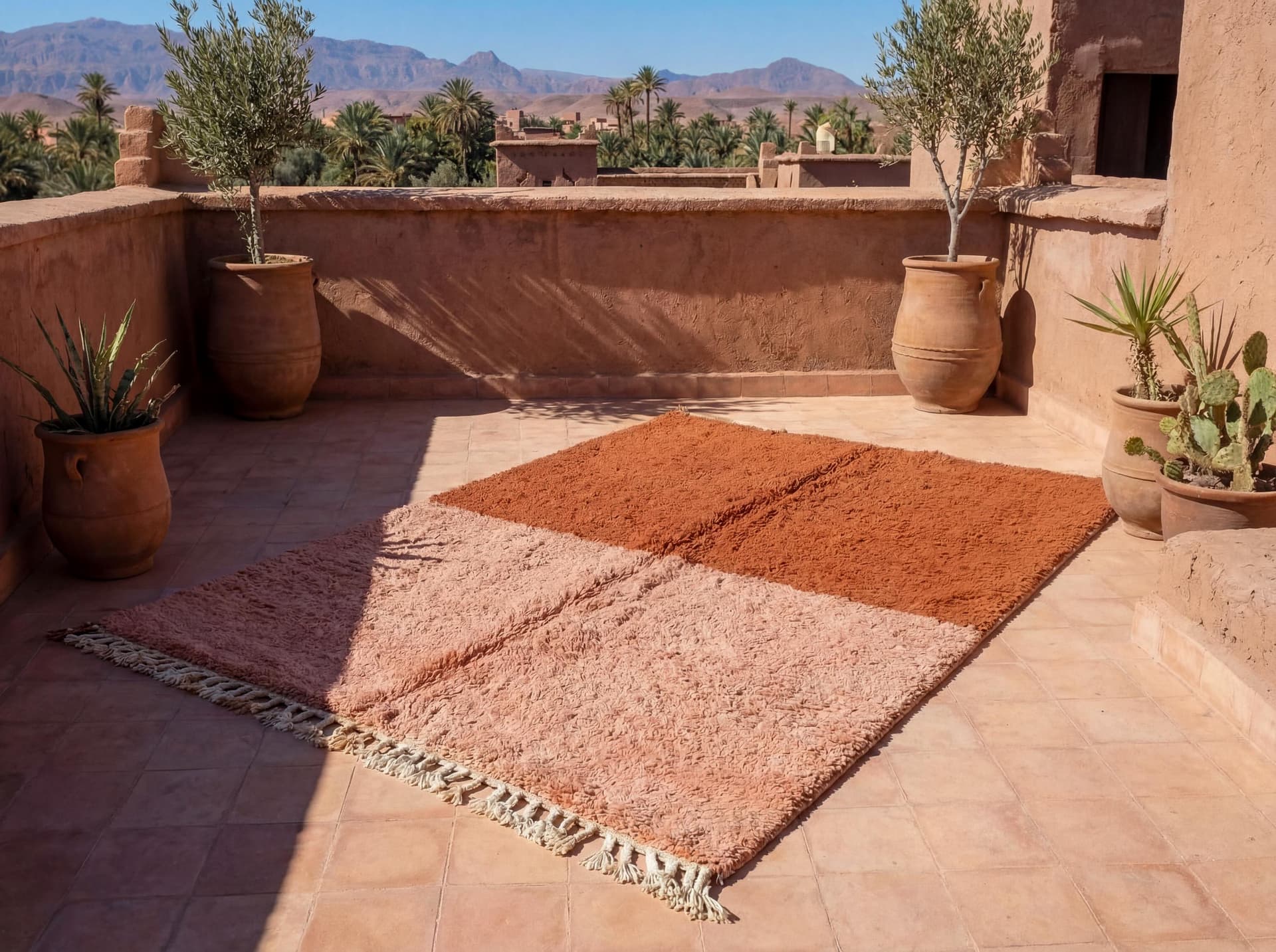 Terracotta Split Beni Ourain Rug