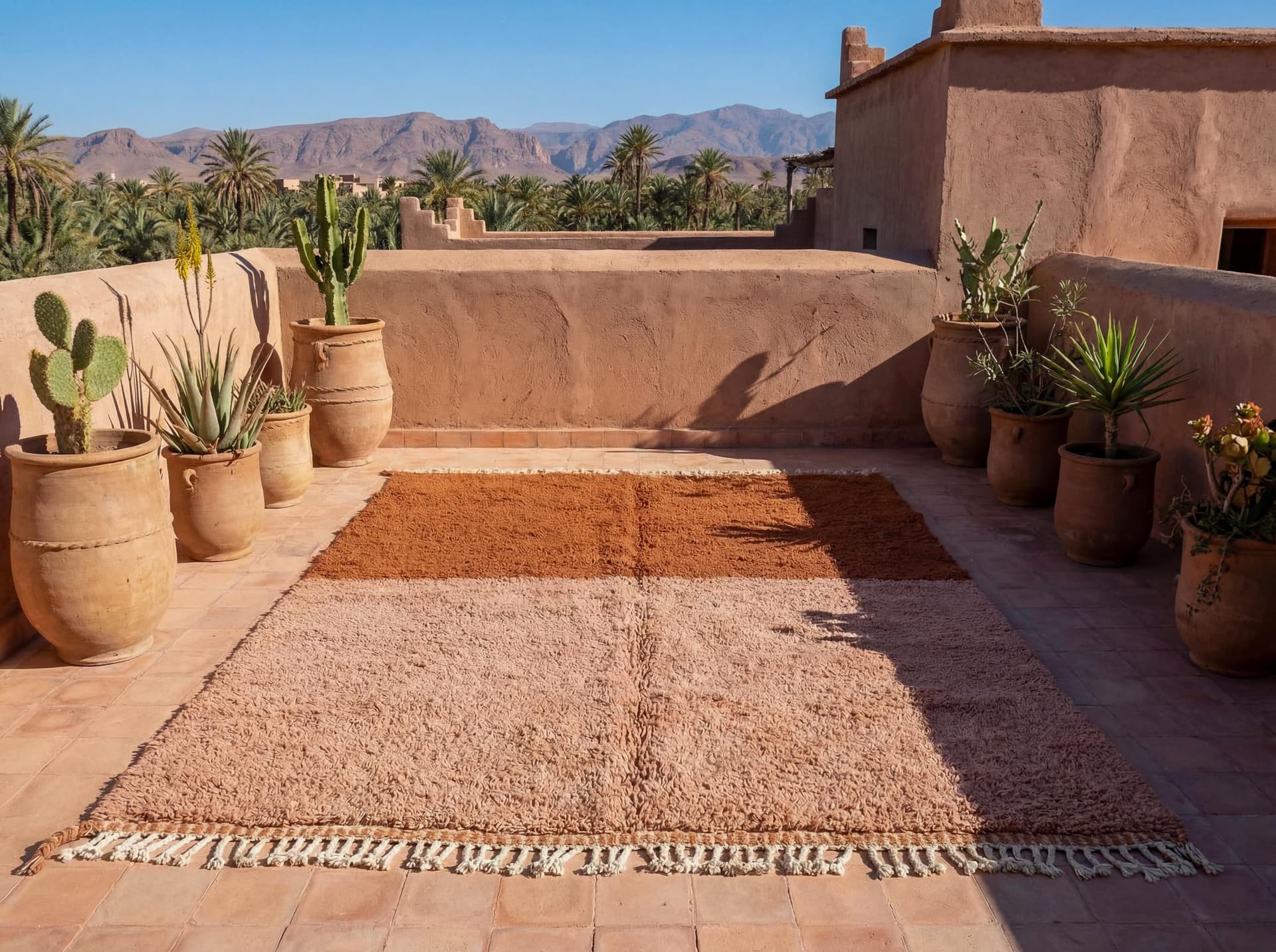 Terracotta Split Beni Ourain Rug