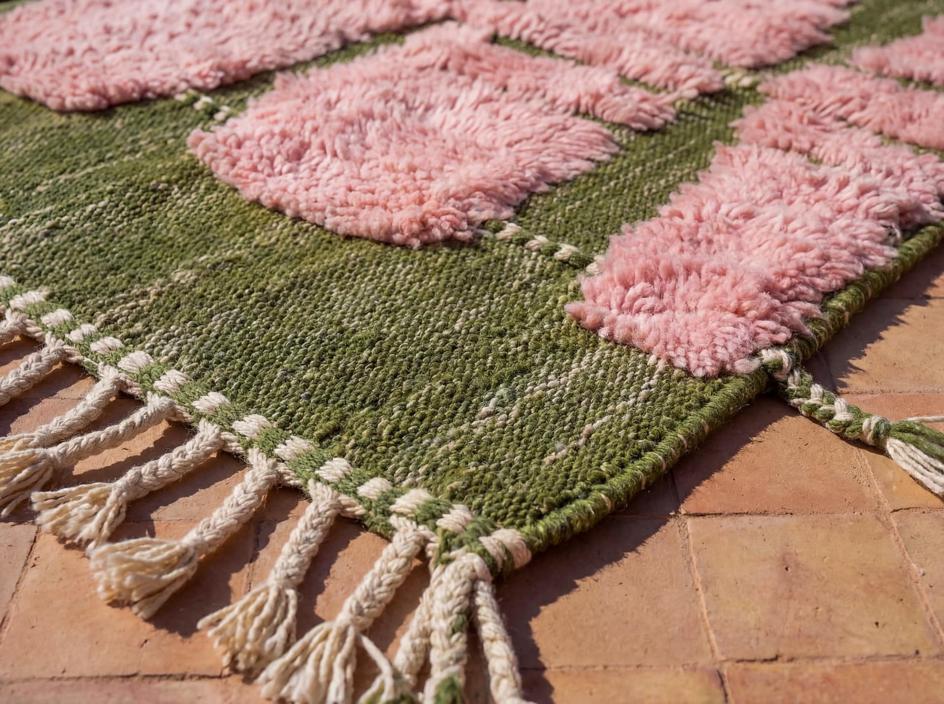 Pink Green Abstract Rug
