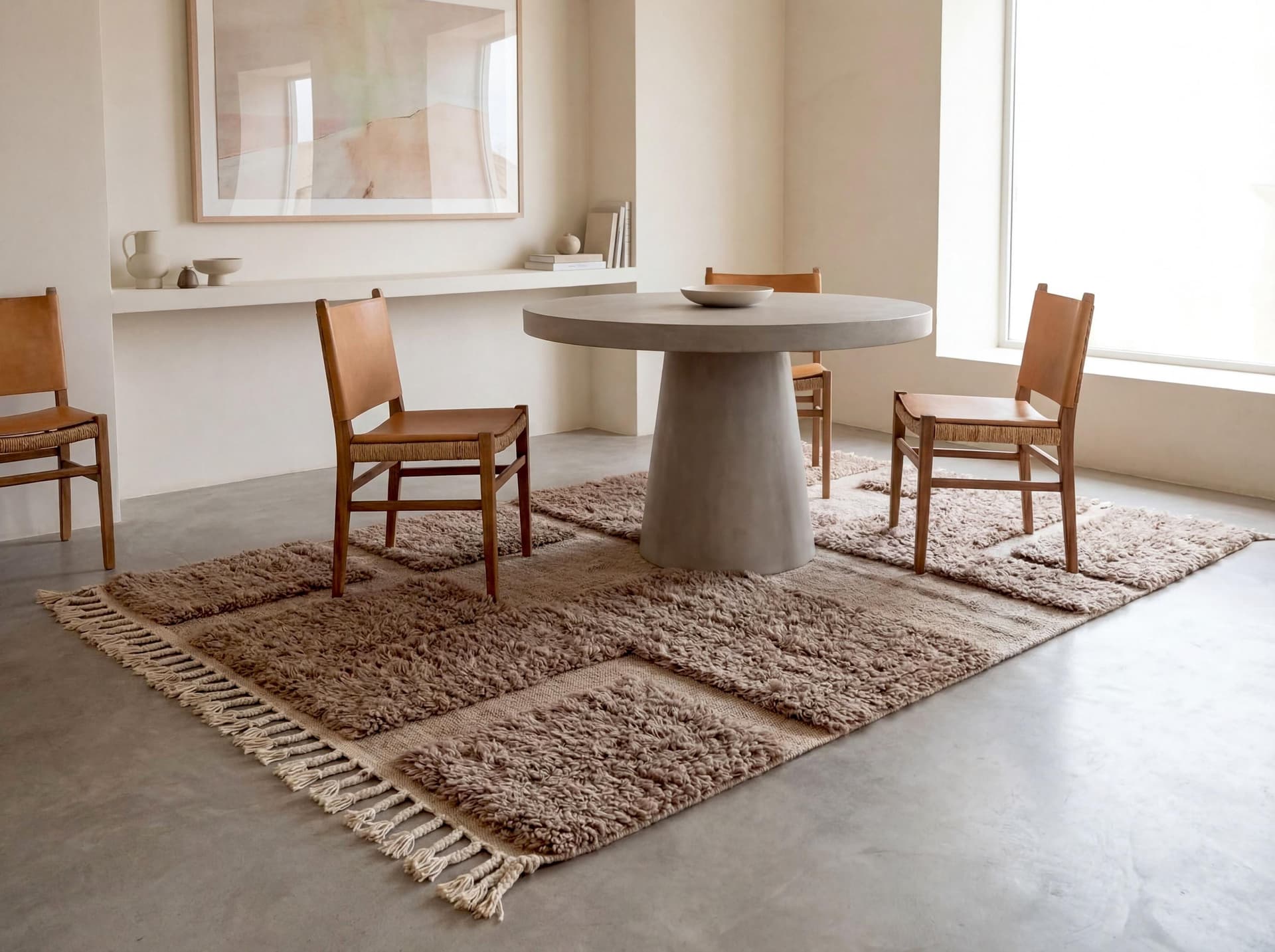Taupe Patchwork Shag Rug