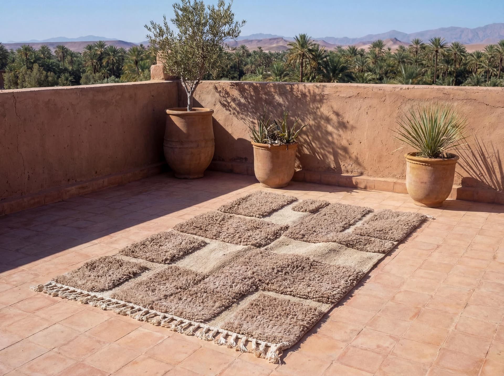 Taupe Patchwork Shag Rug