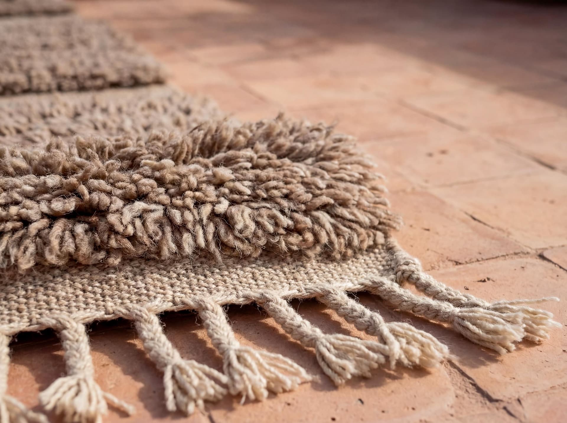 Taupe Patchwork Shag Rug