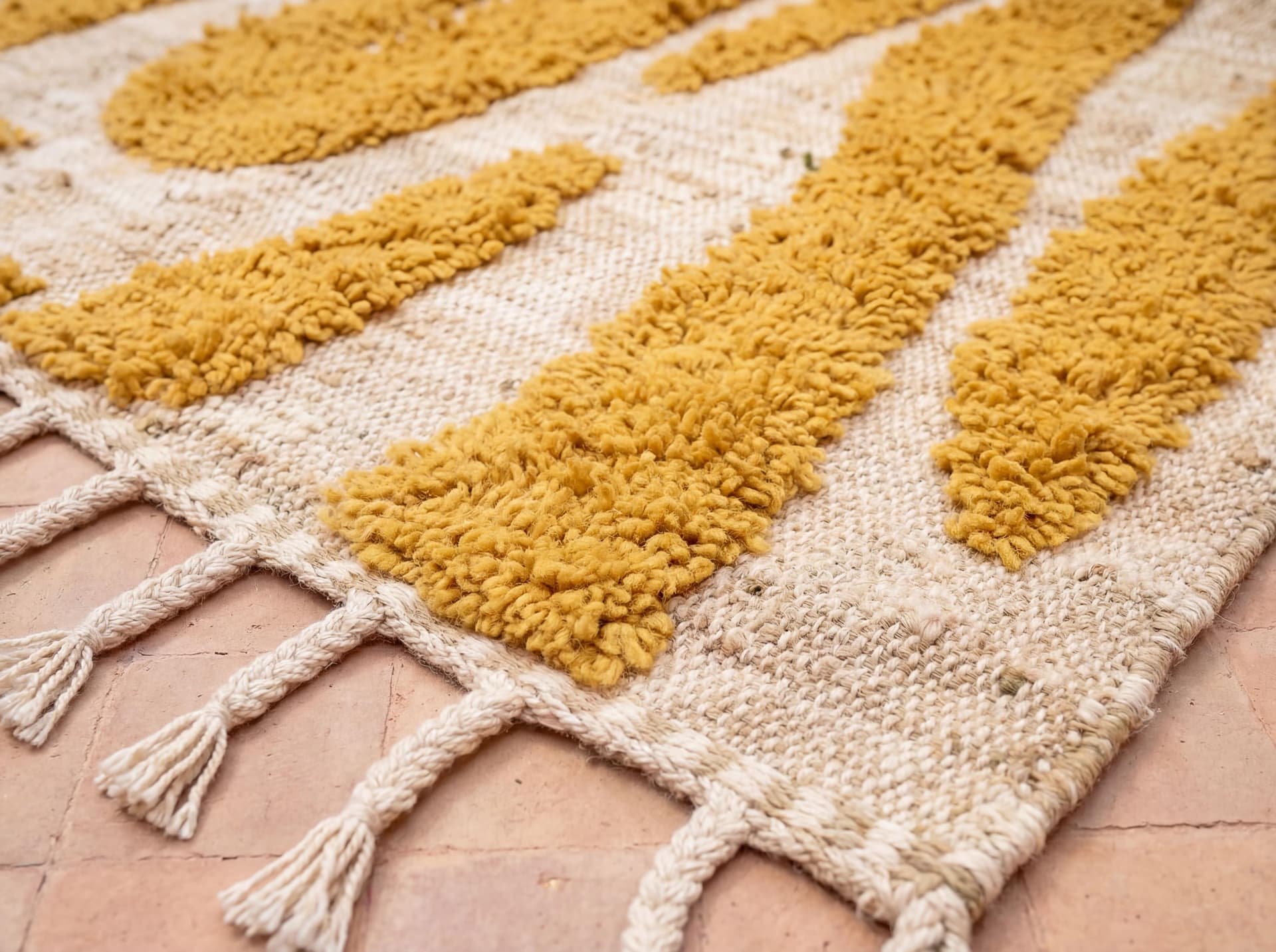 Mustard Abstract Shag Rug