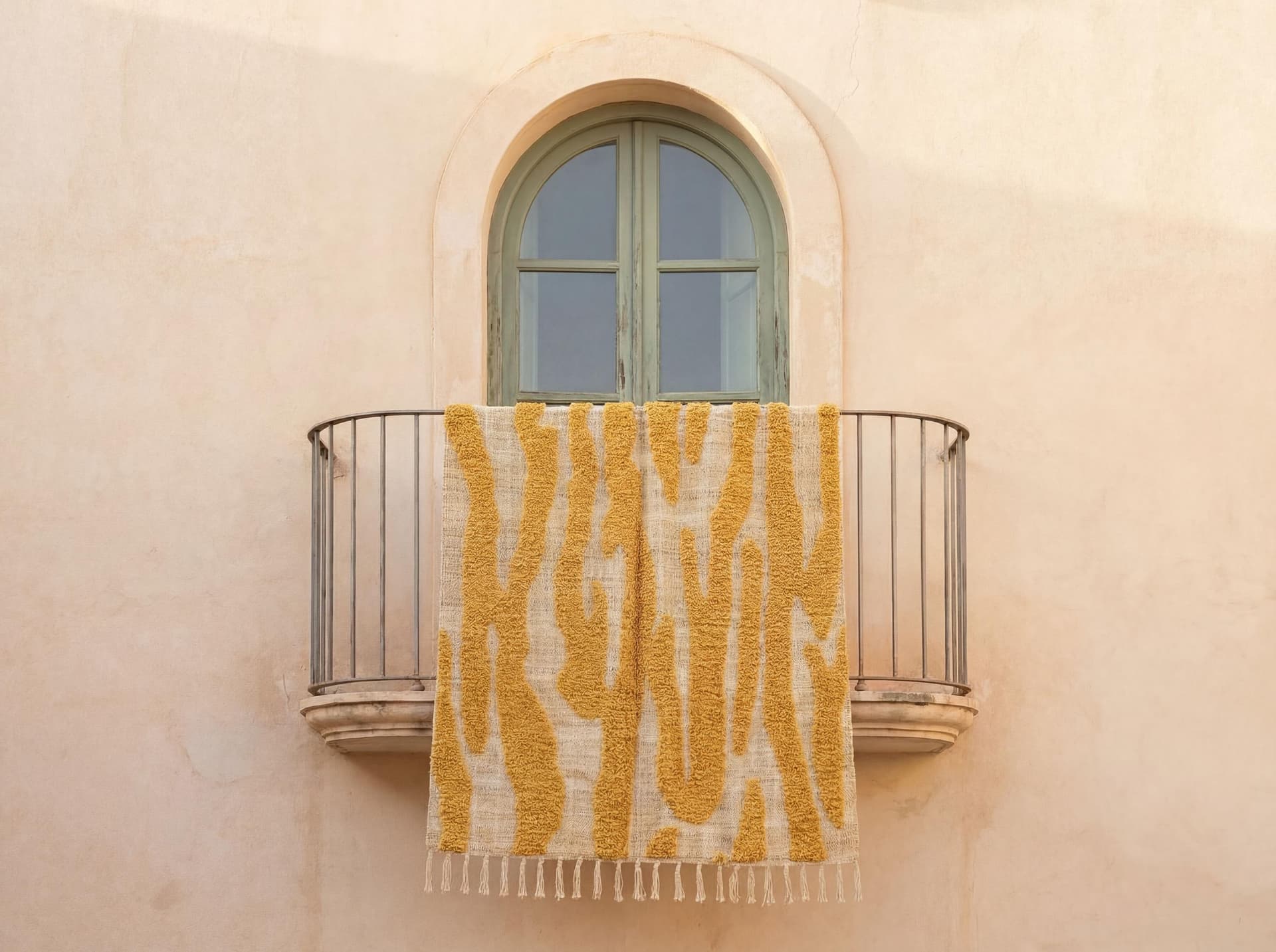 Mustard Abstract Shag Rug