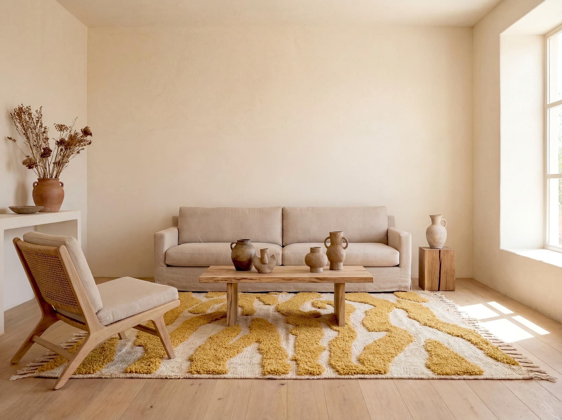 Mustard Abstract Shag Rug