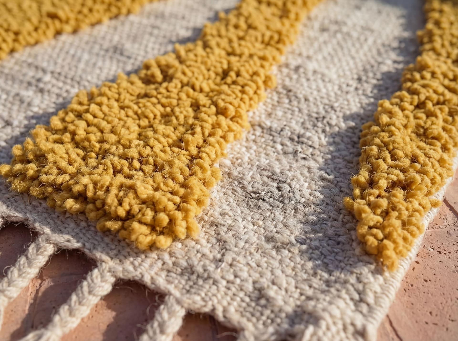 Mustard Abstract Shag Rug
