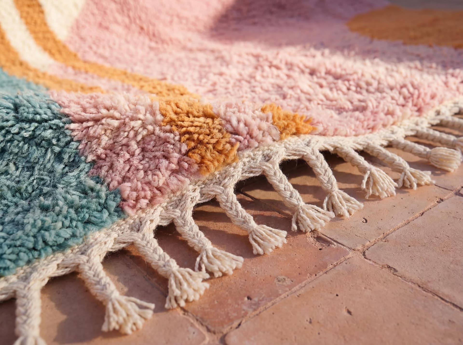 Pink Blue Stripe Abstract Rug