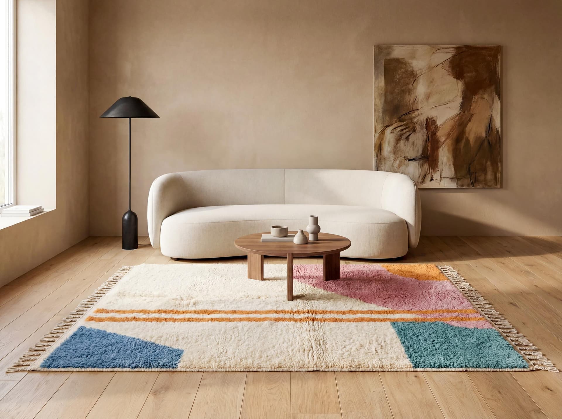 Pink Blue Stripe Abstract Rug
