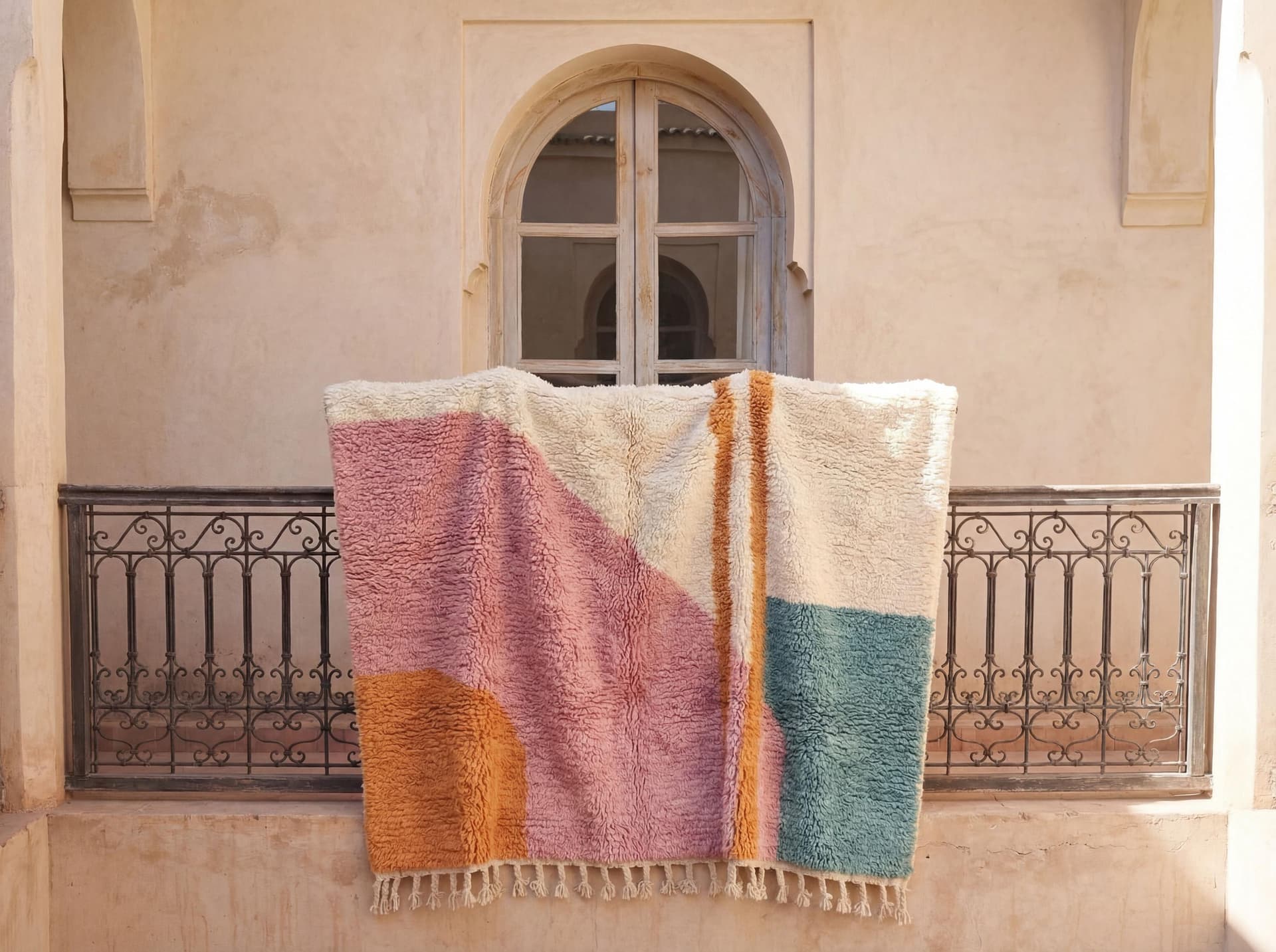 Pink Blue Stripe Abstract Rug
