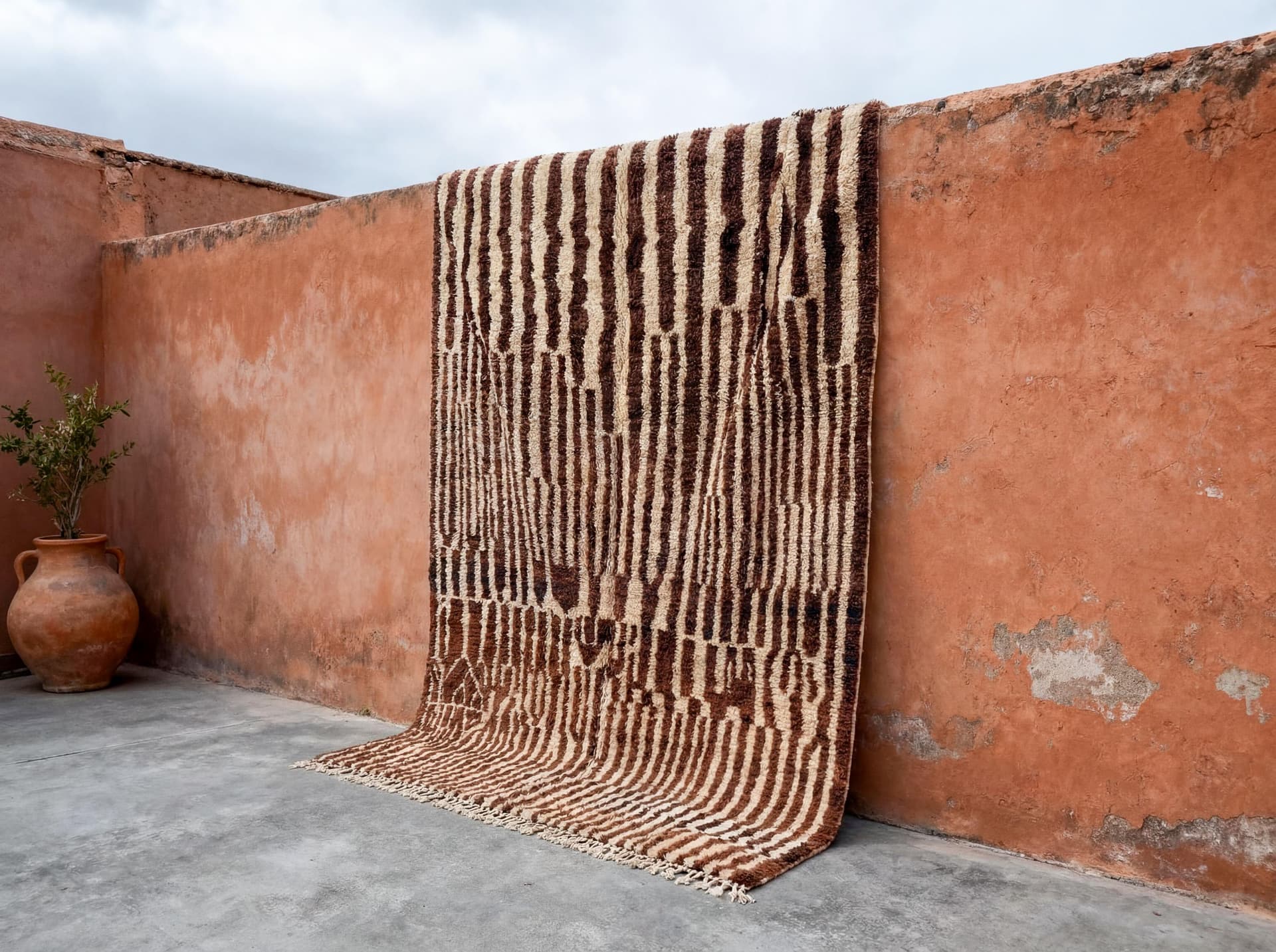 Brown Ivory Striped Rug