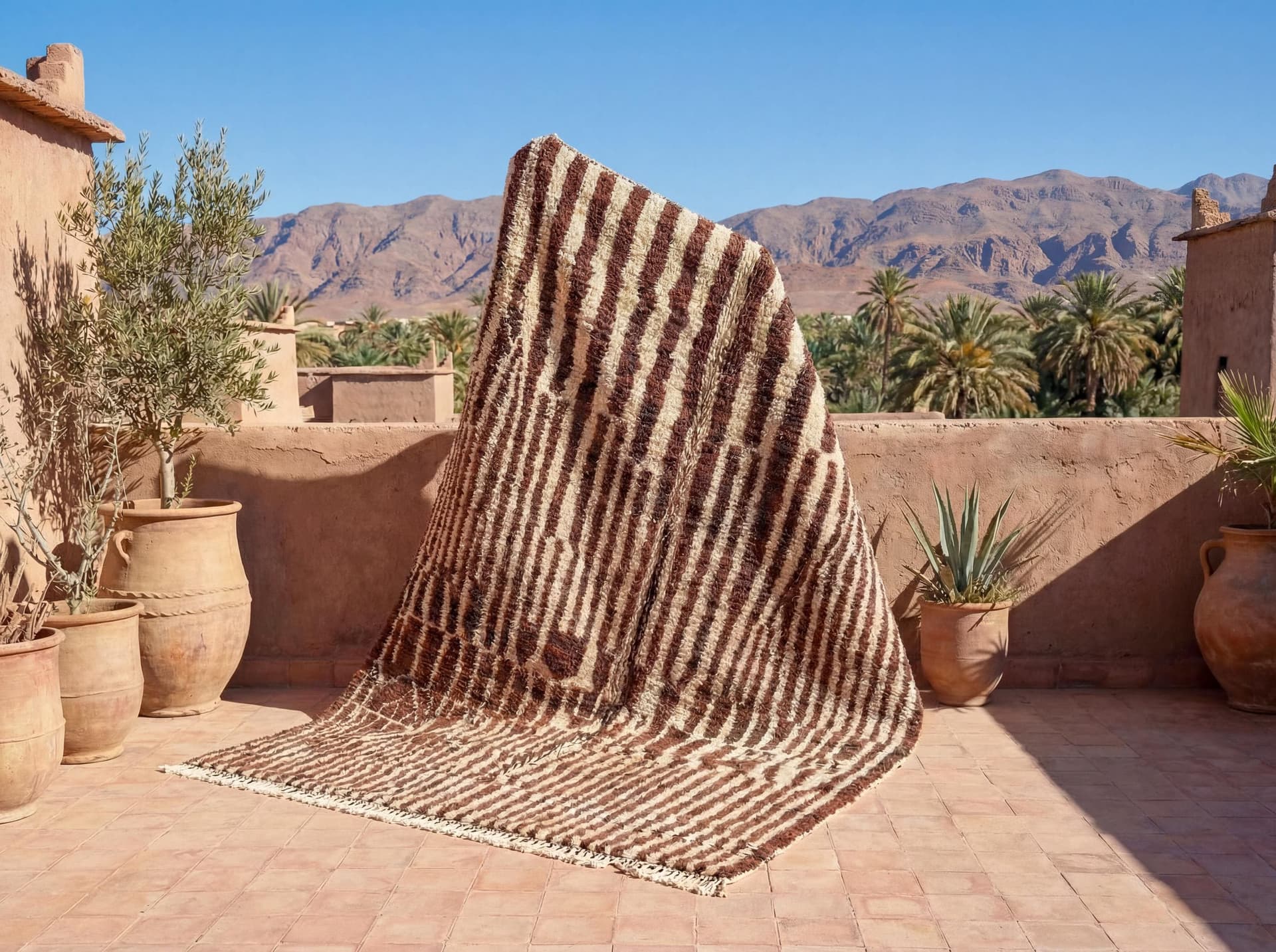Brown Ivory Striped Rug