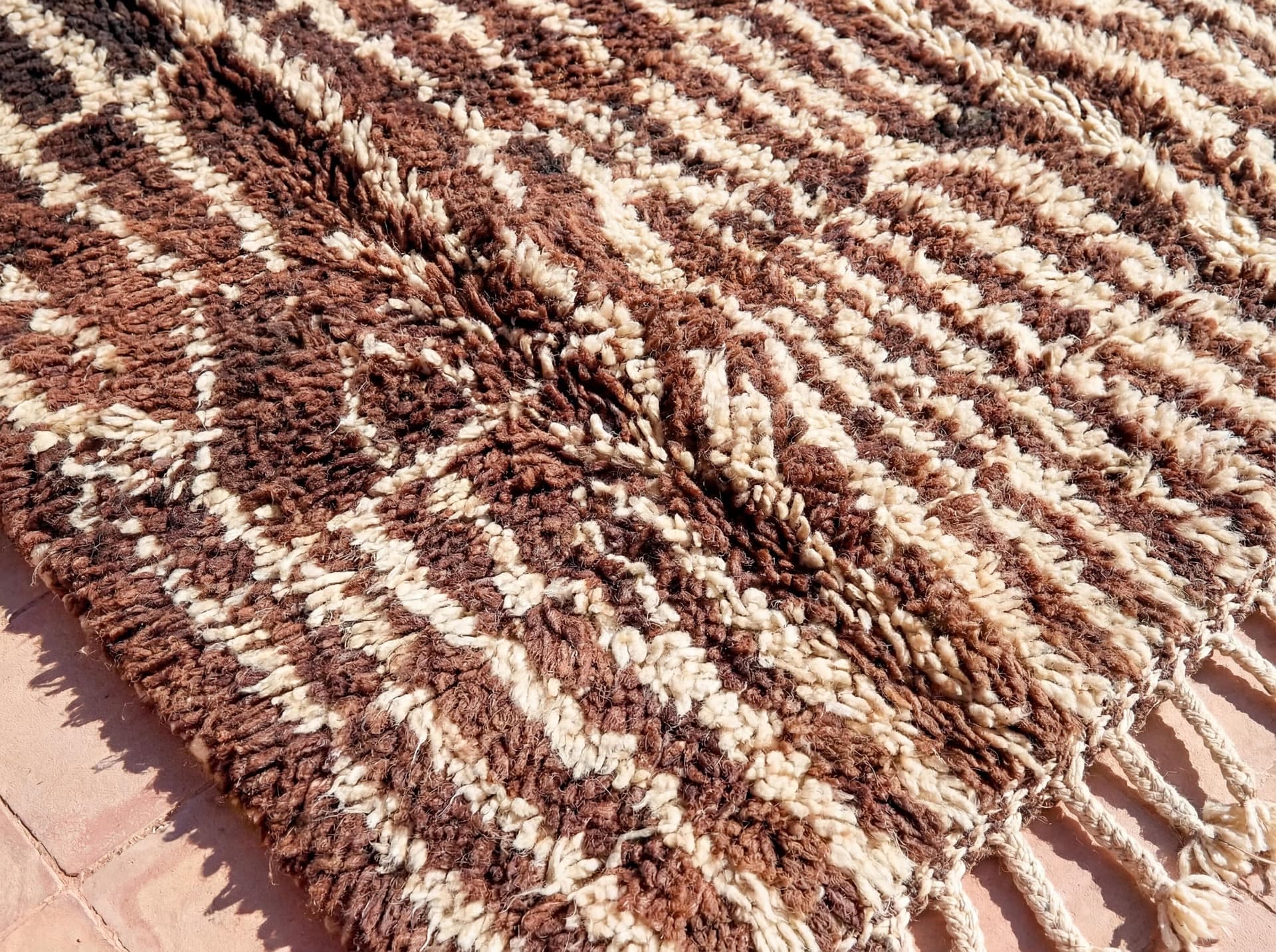 Brown Ivory Striped Rug
