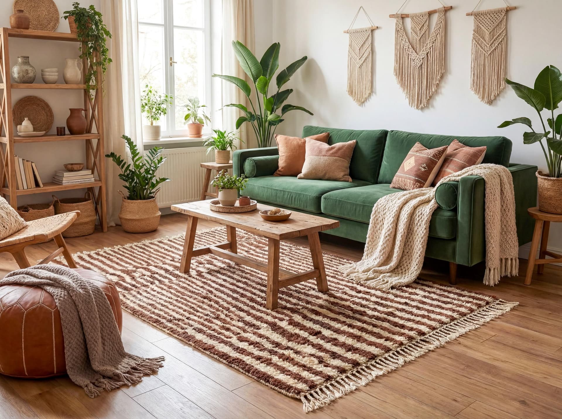 Brown Ivory Striped Rug