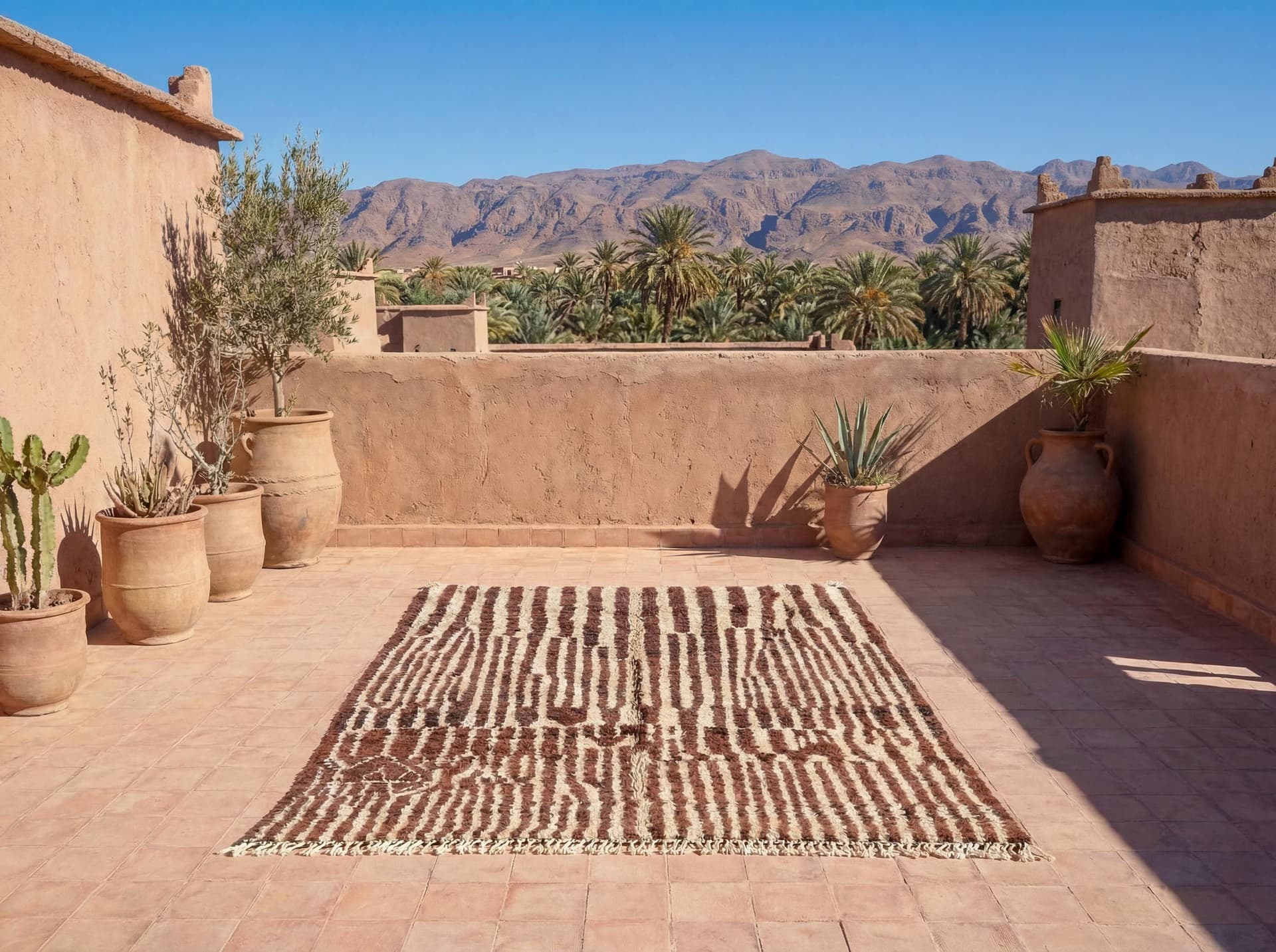 Brown Ivory Striped Rug