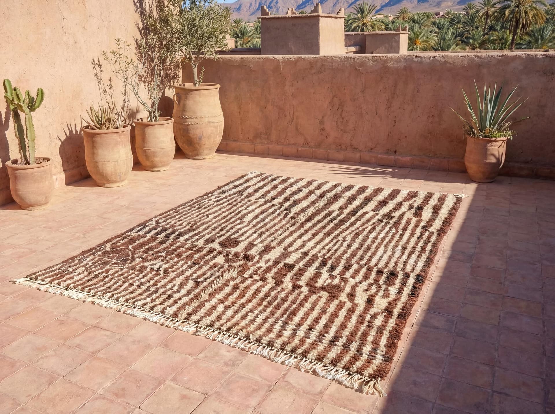Brown Ivory Striped Rug