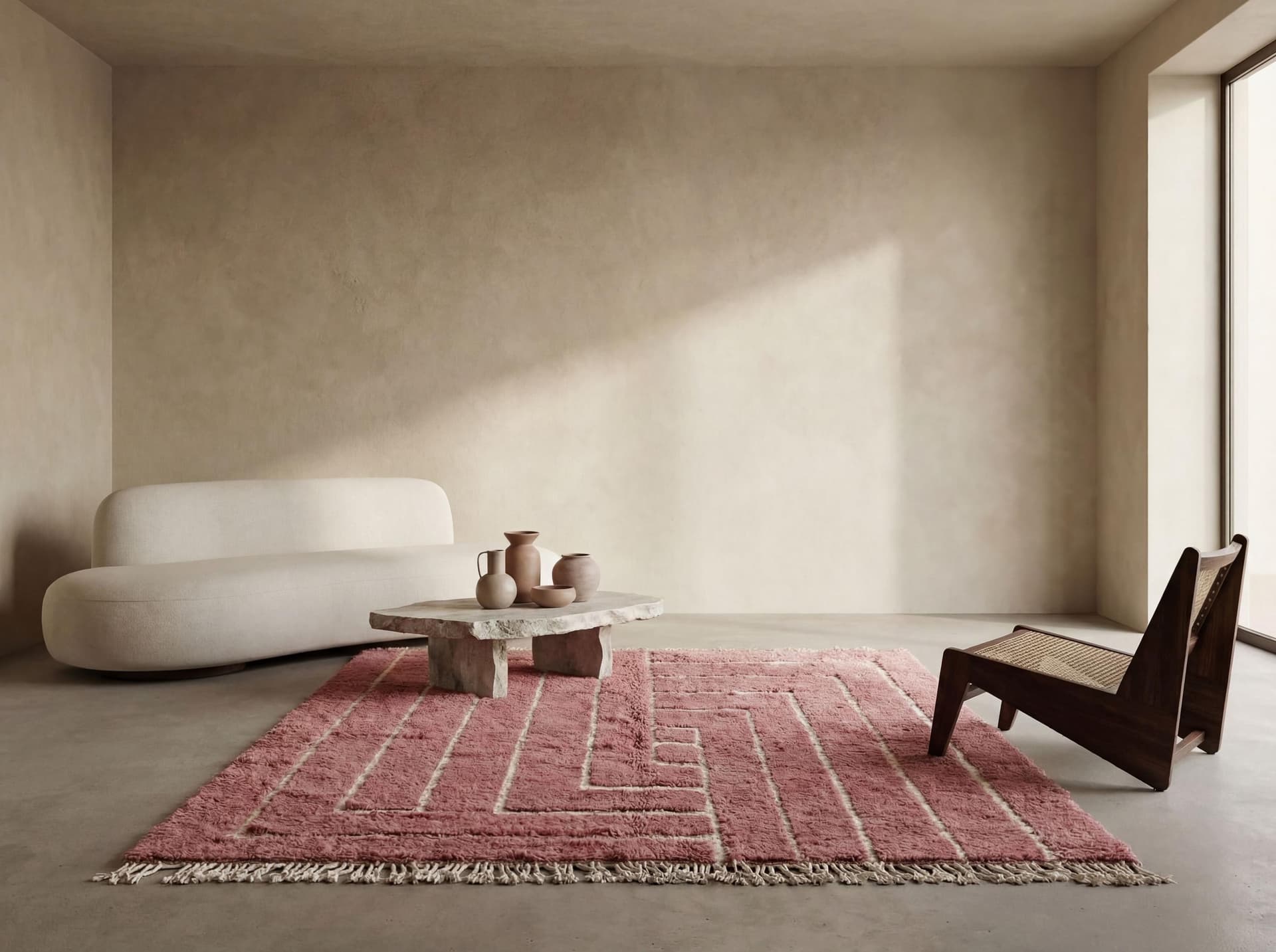 Pink Maze Beni Ourain Rug