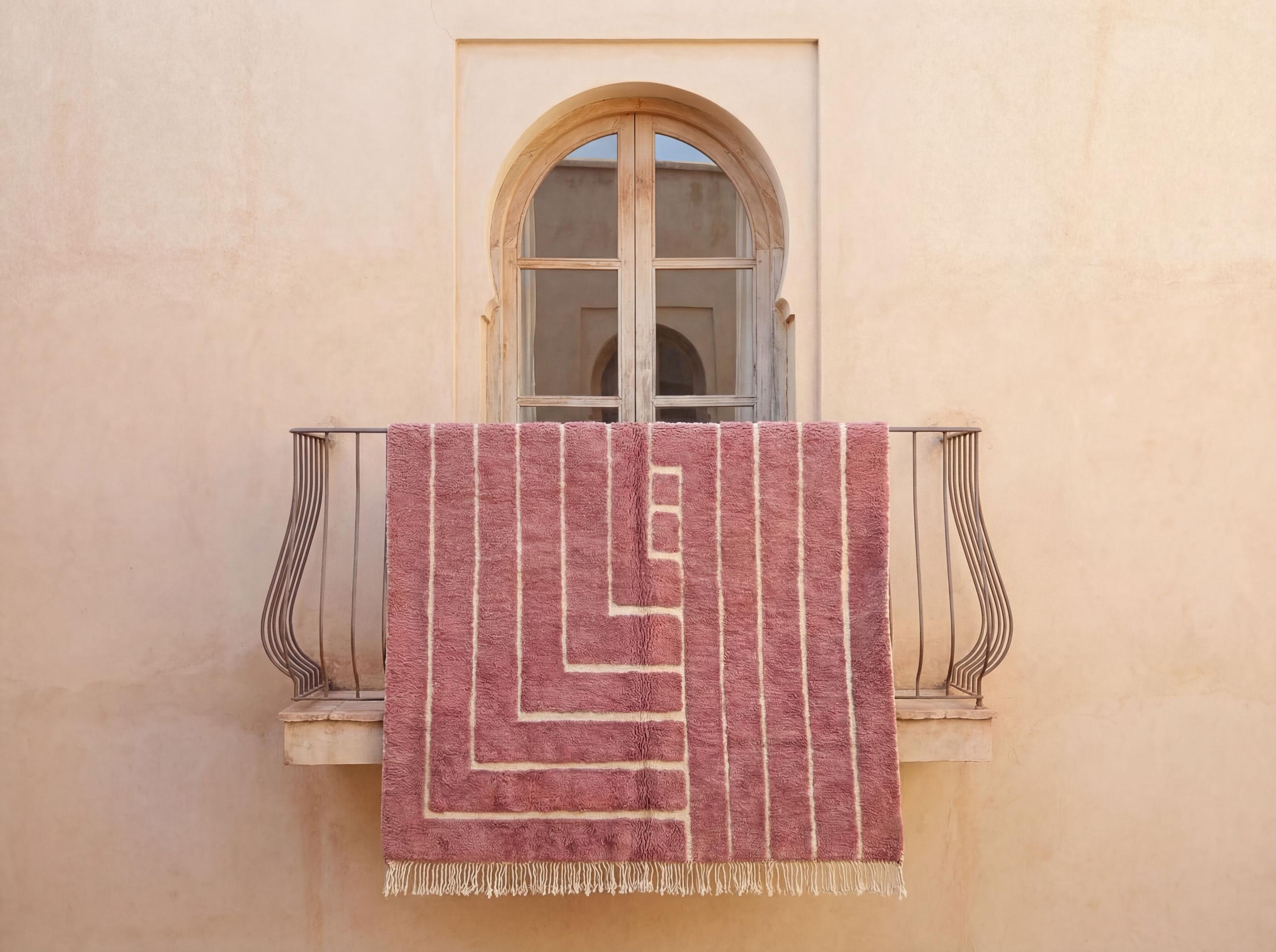 Pink Maze Beni Ourain Rug