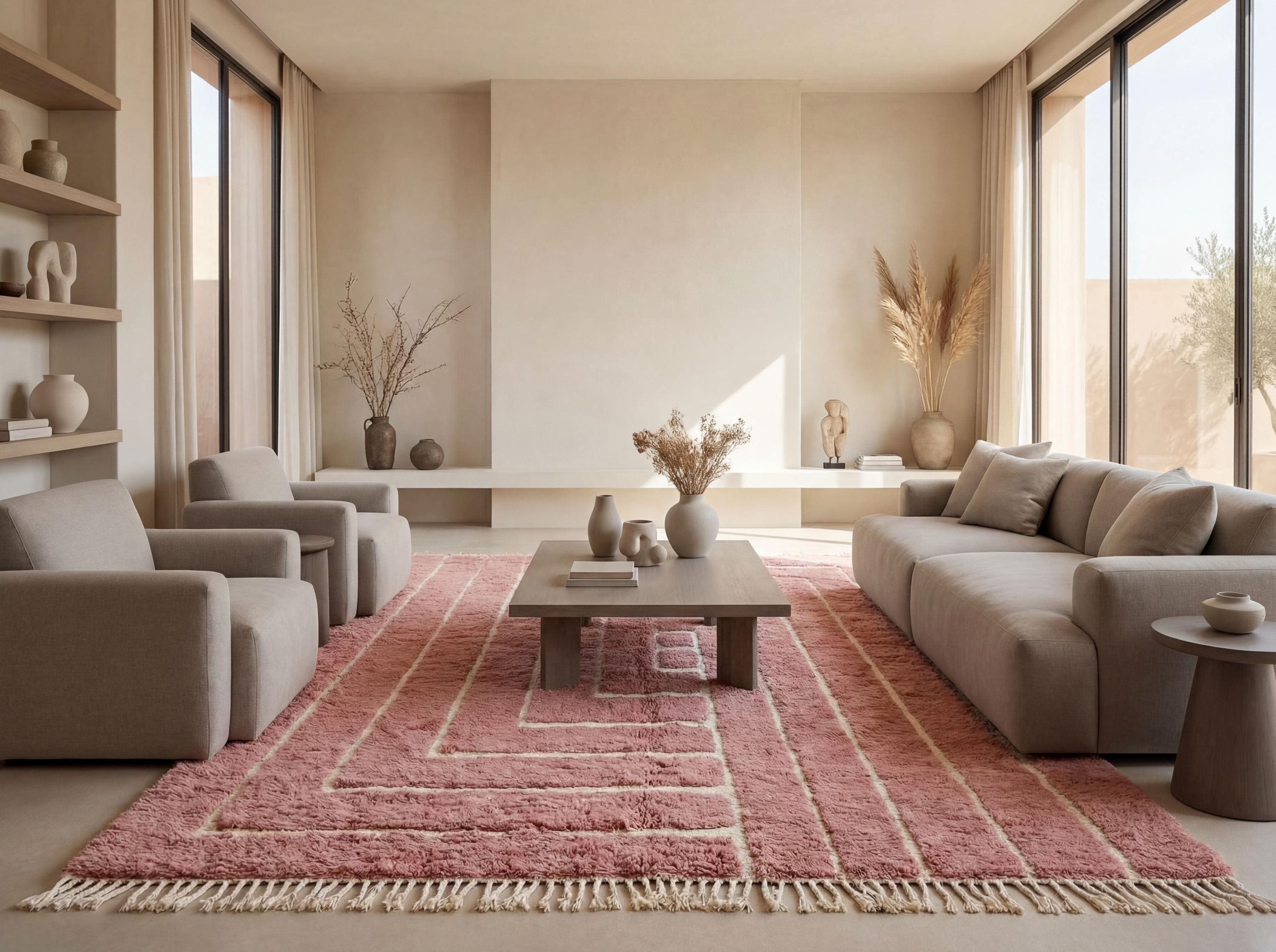 Pink Maze Beni Ourain Rug