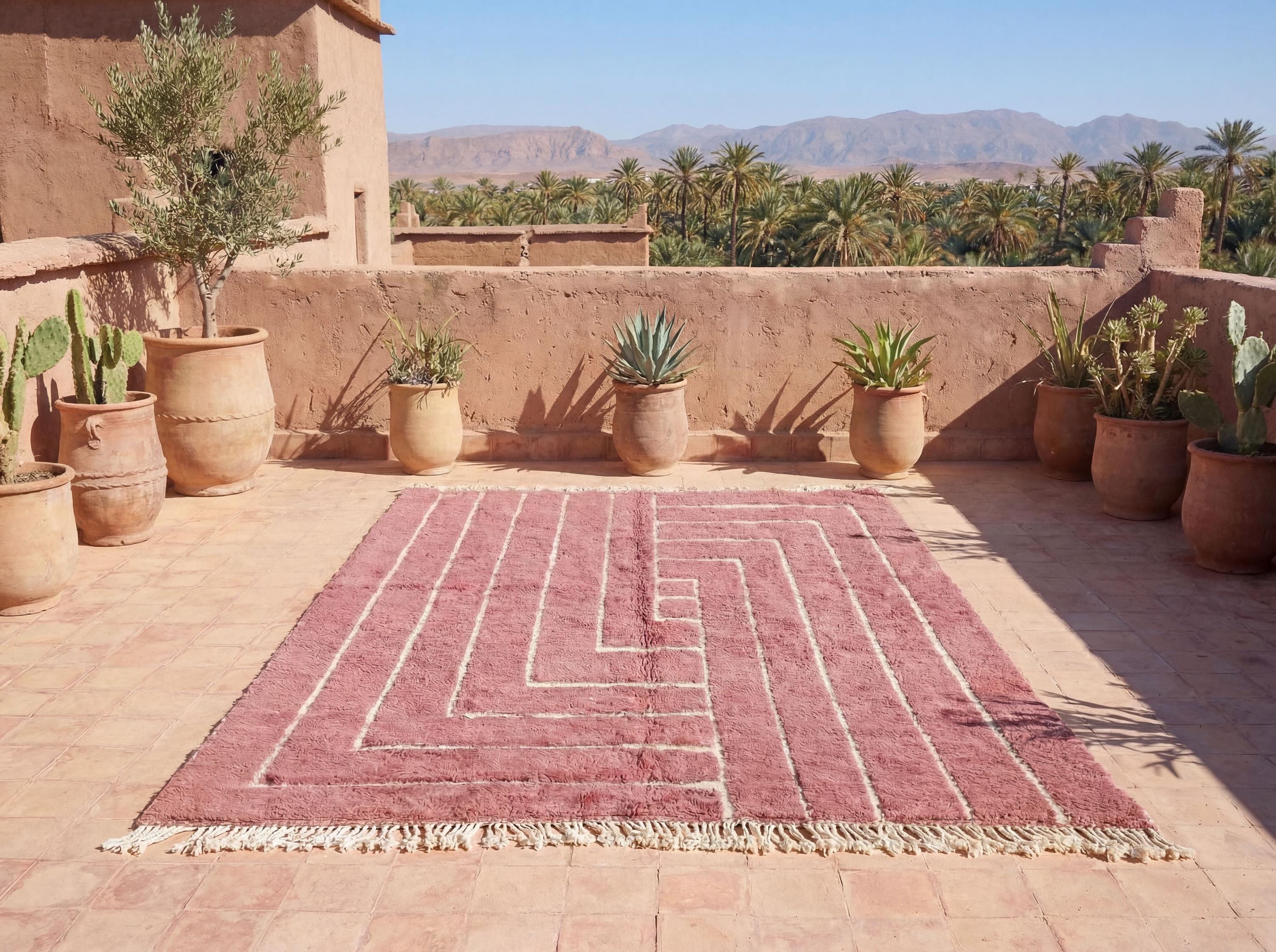 Pink Maze Beni Ourain Rug