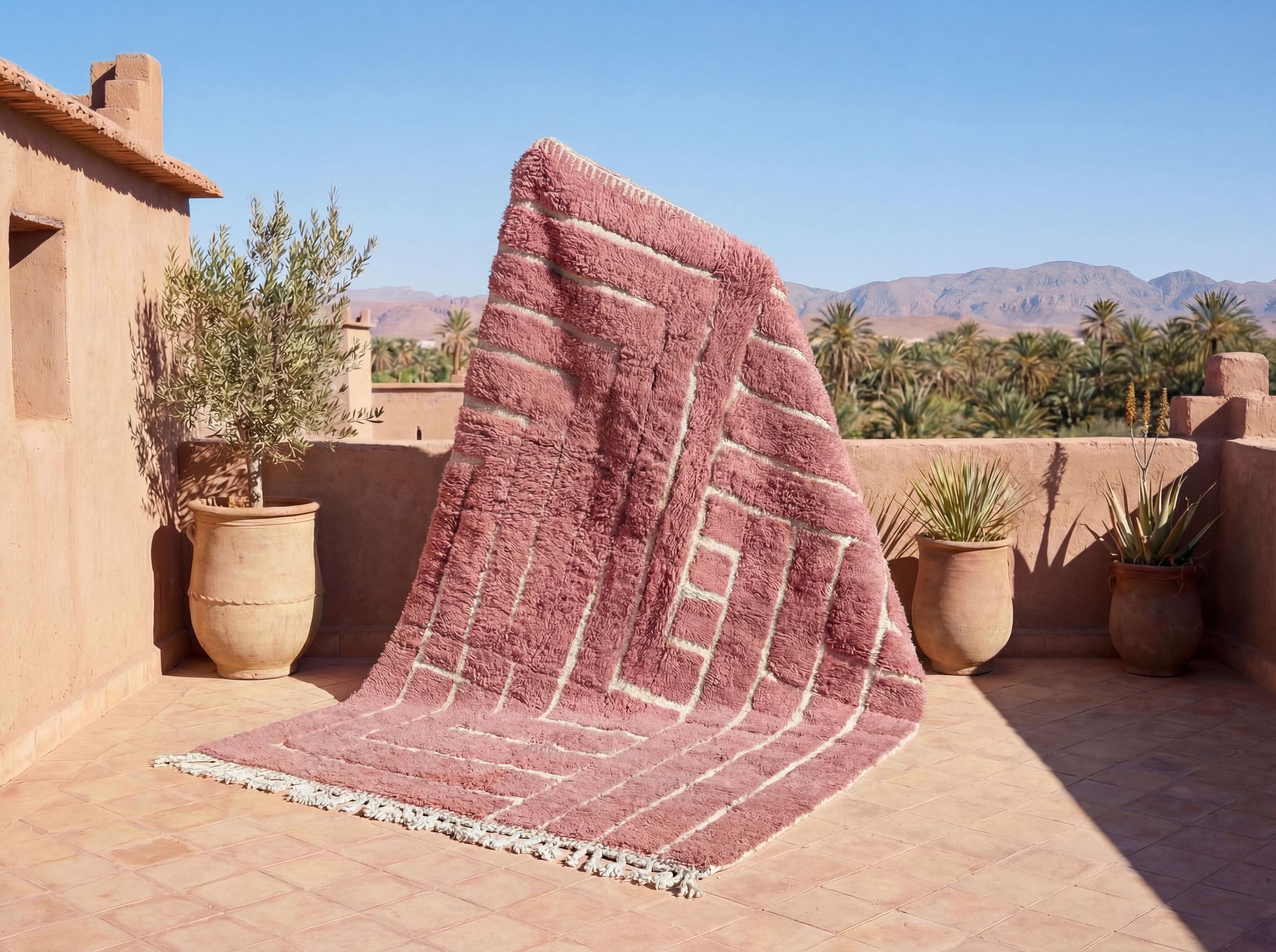 Pink Maze Beni Ourain Rug