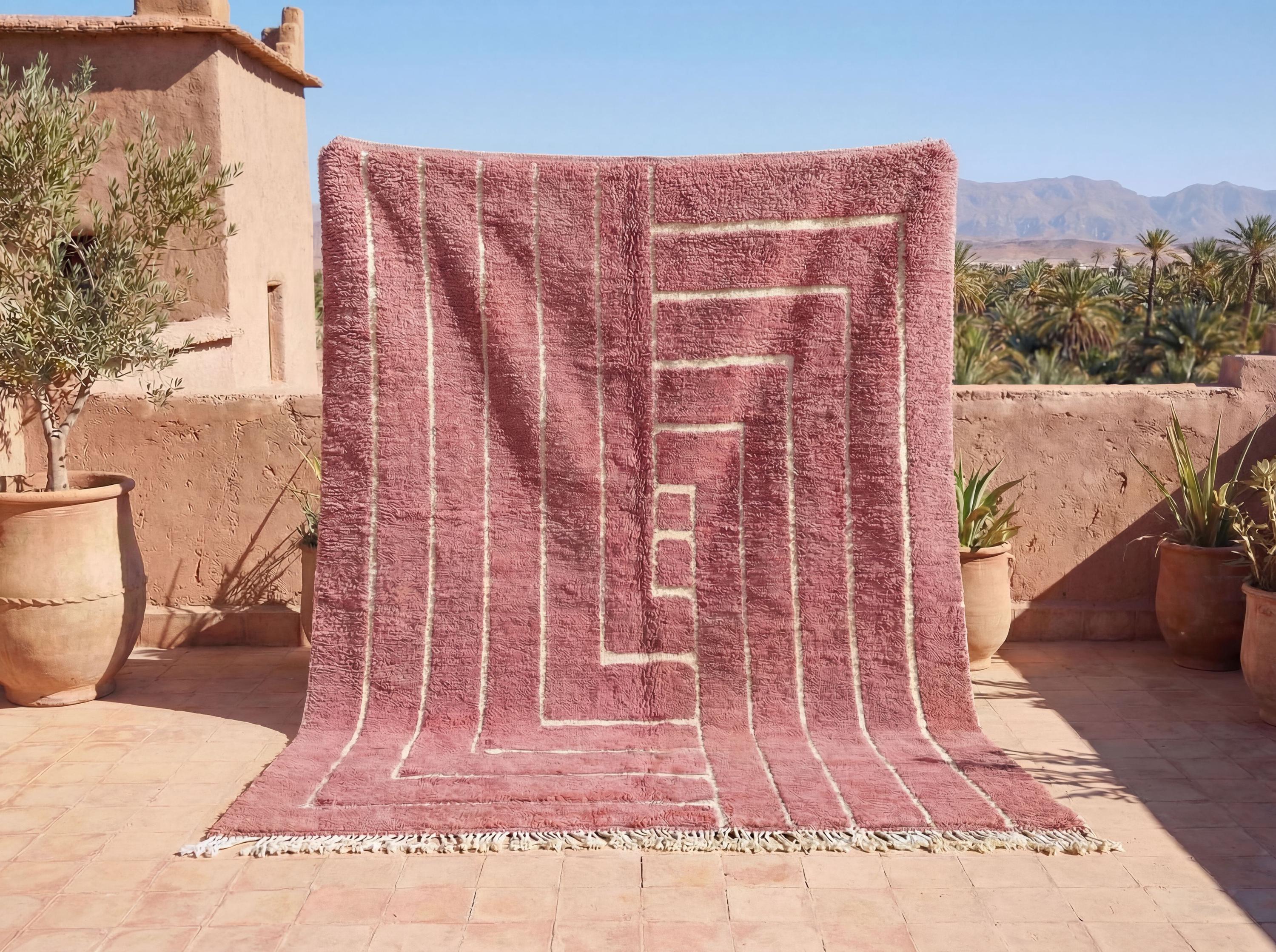 Pink Maze Beni Ourain Rug