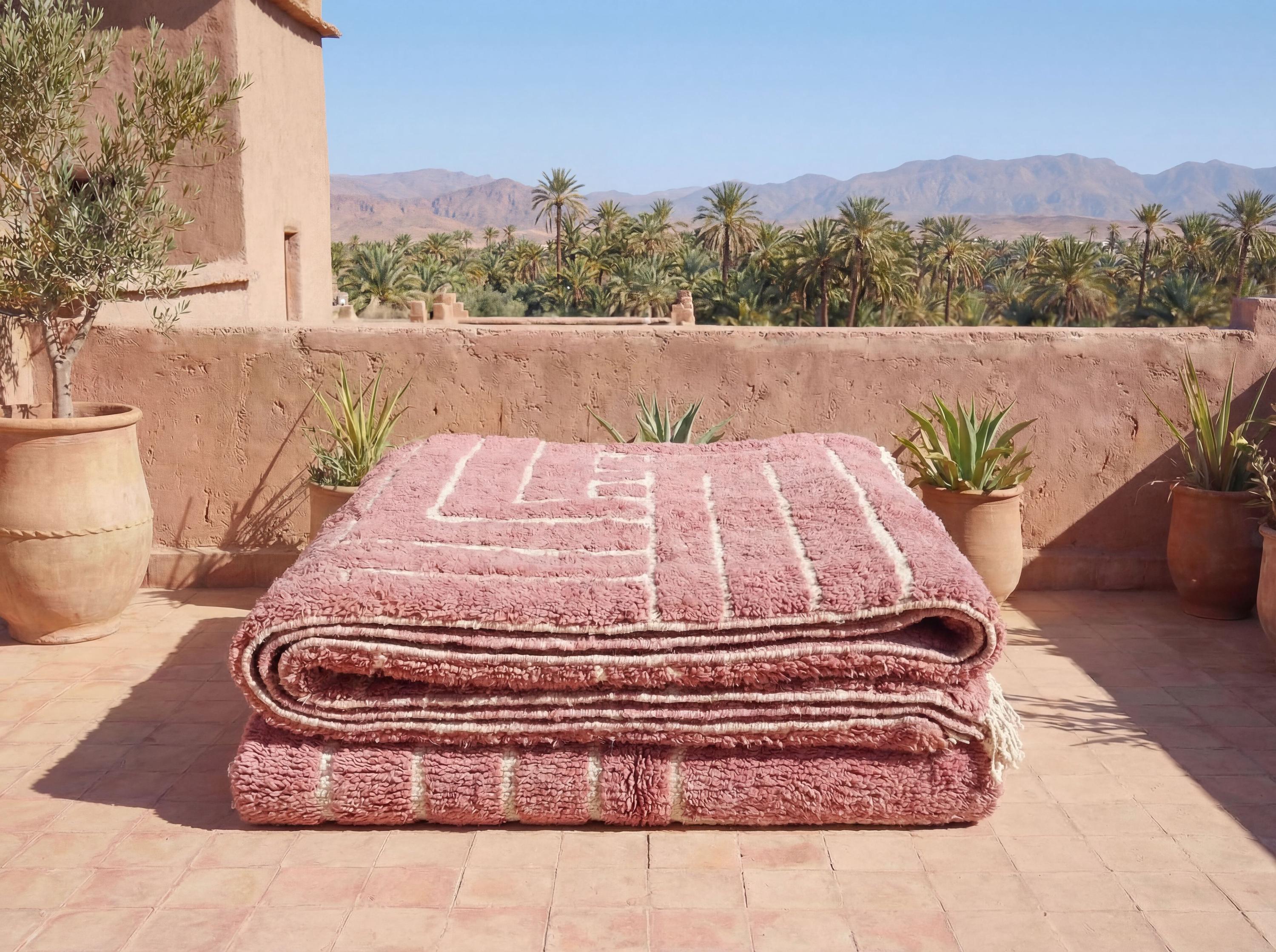 Pink Maze Beni Ourain Rug