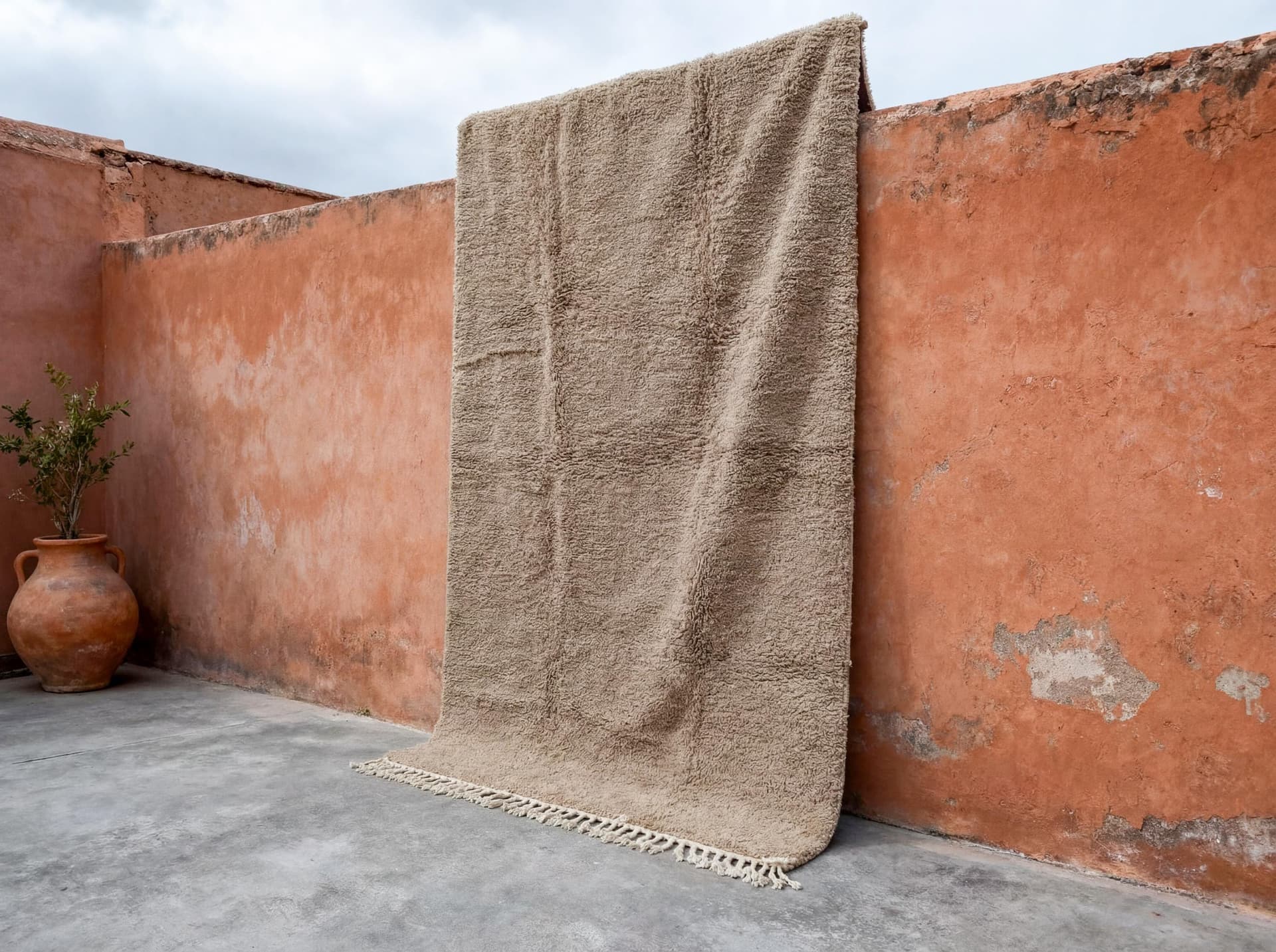 Taupe Textured Beni Ourain Rug