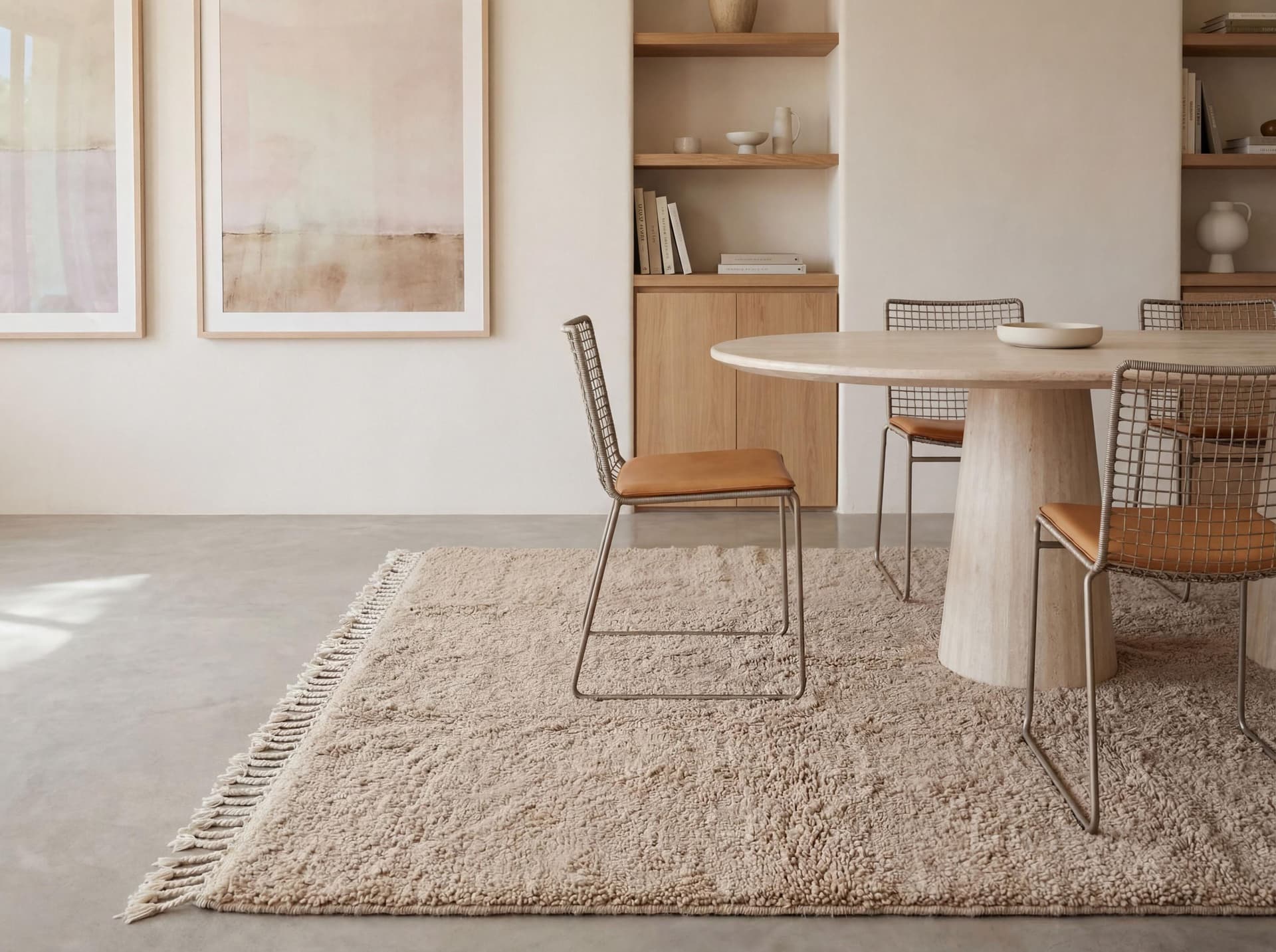 Taupe Textured Beni Ourain Rug