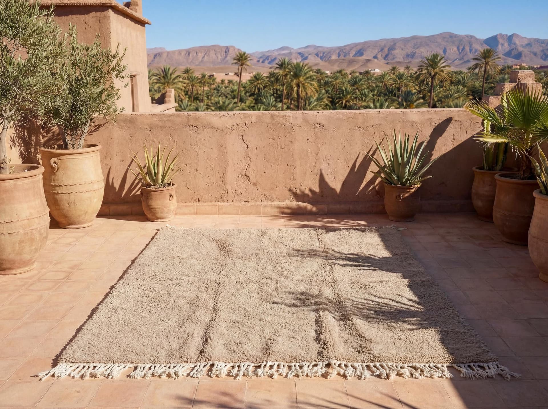 Taupe Textured Beni Ourain Rug