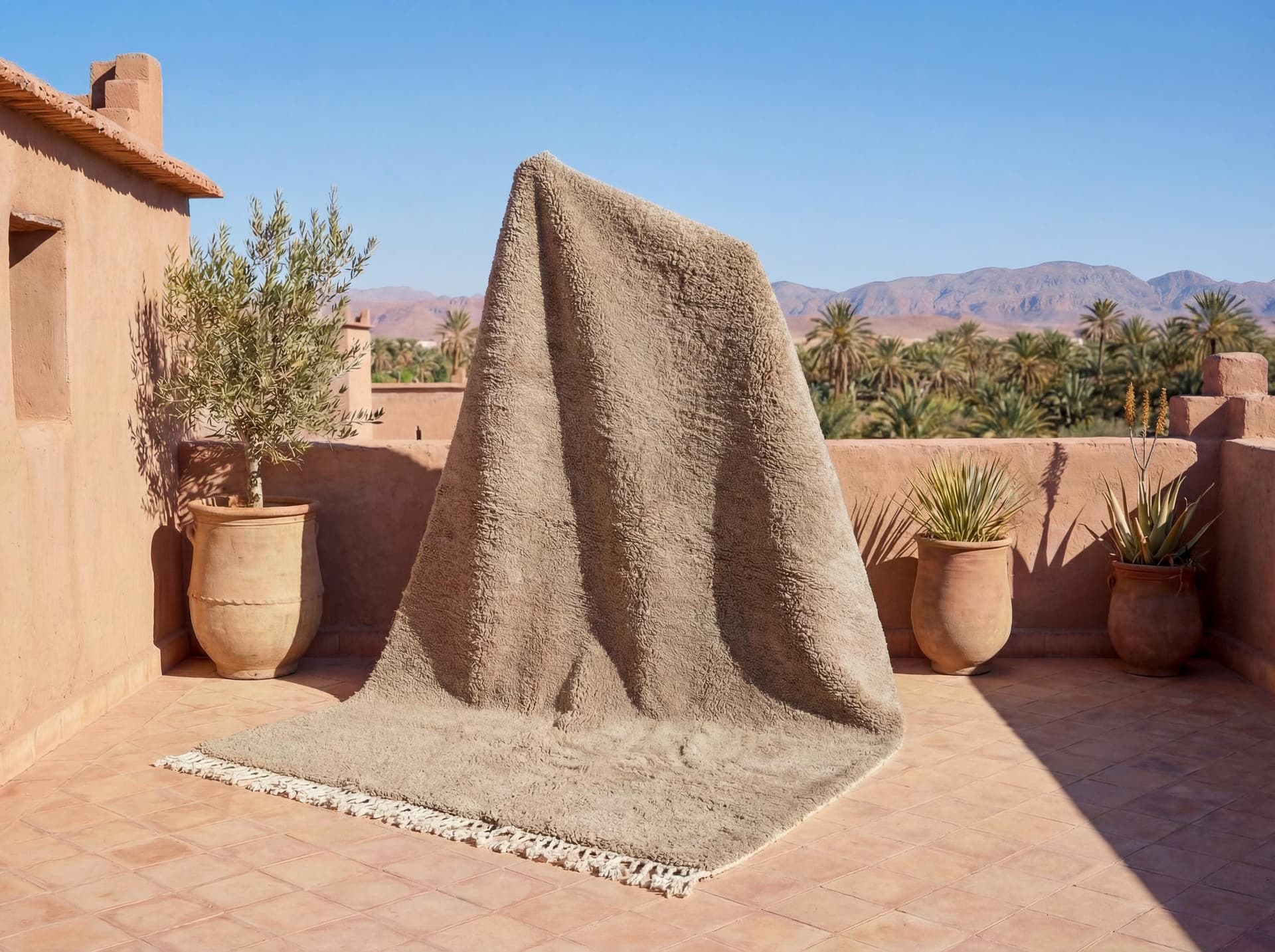 Taupe Textured Beni Ourain Rug