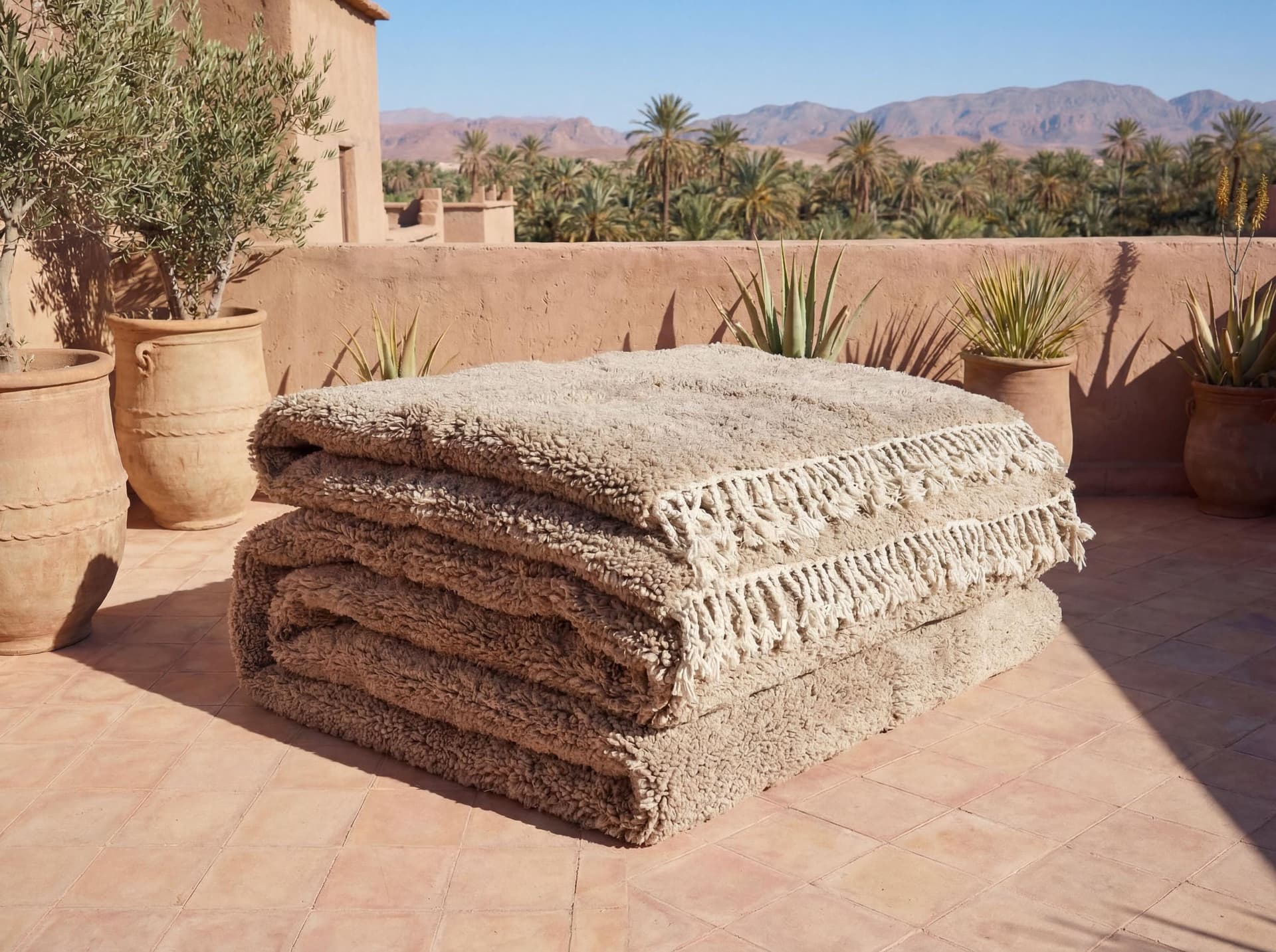 Taupe Textured Beni Ourain Rug