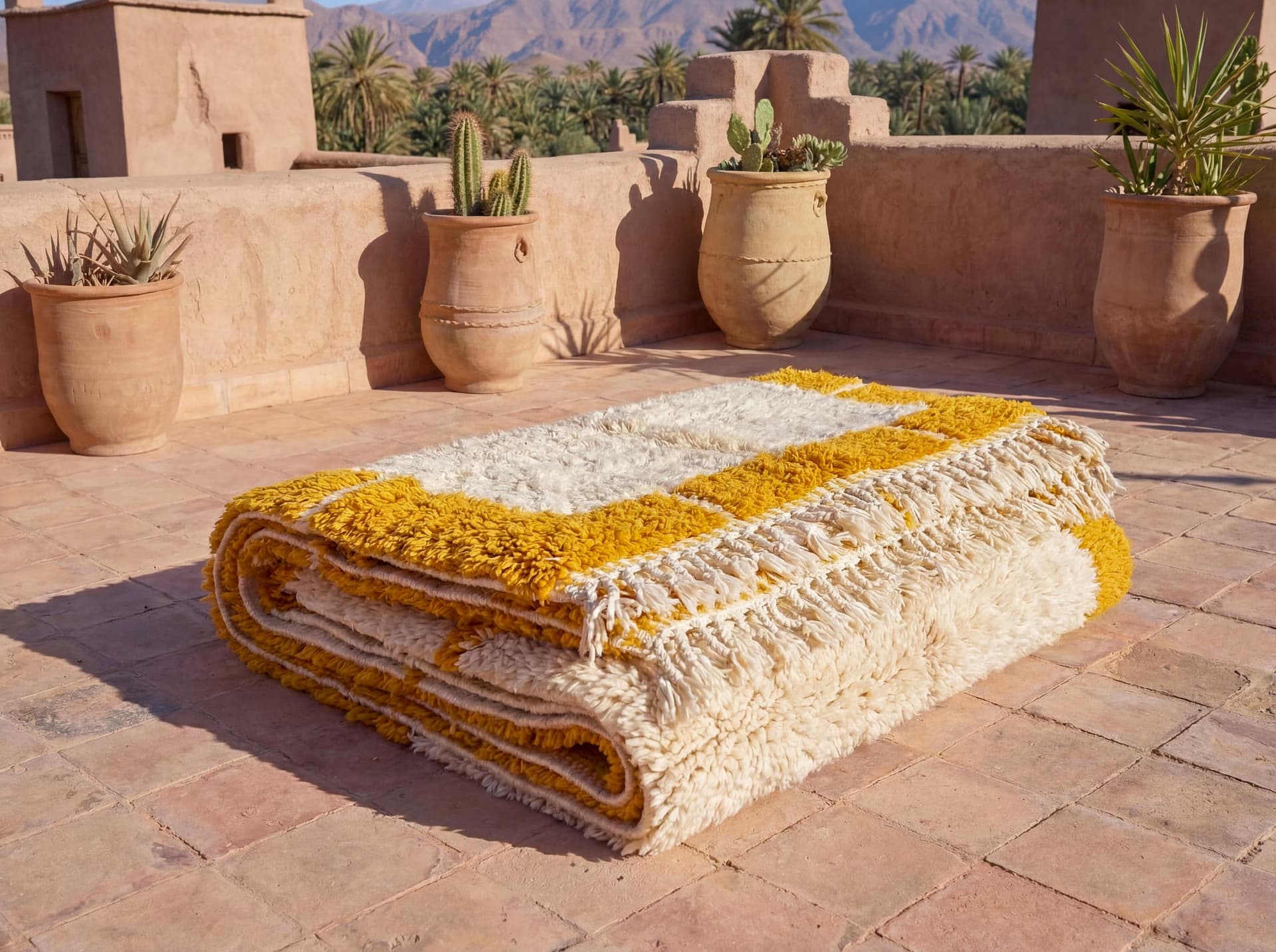 Orange Border Beni Ourain Rug