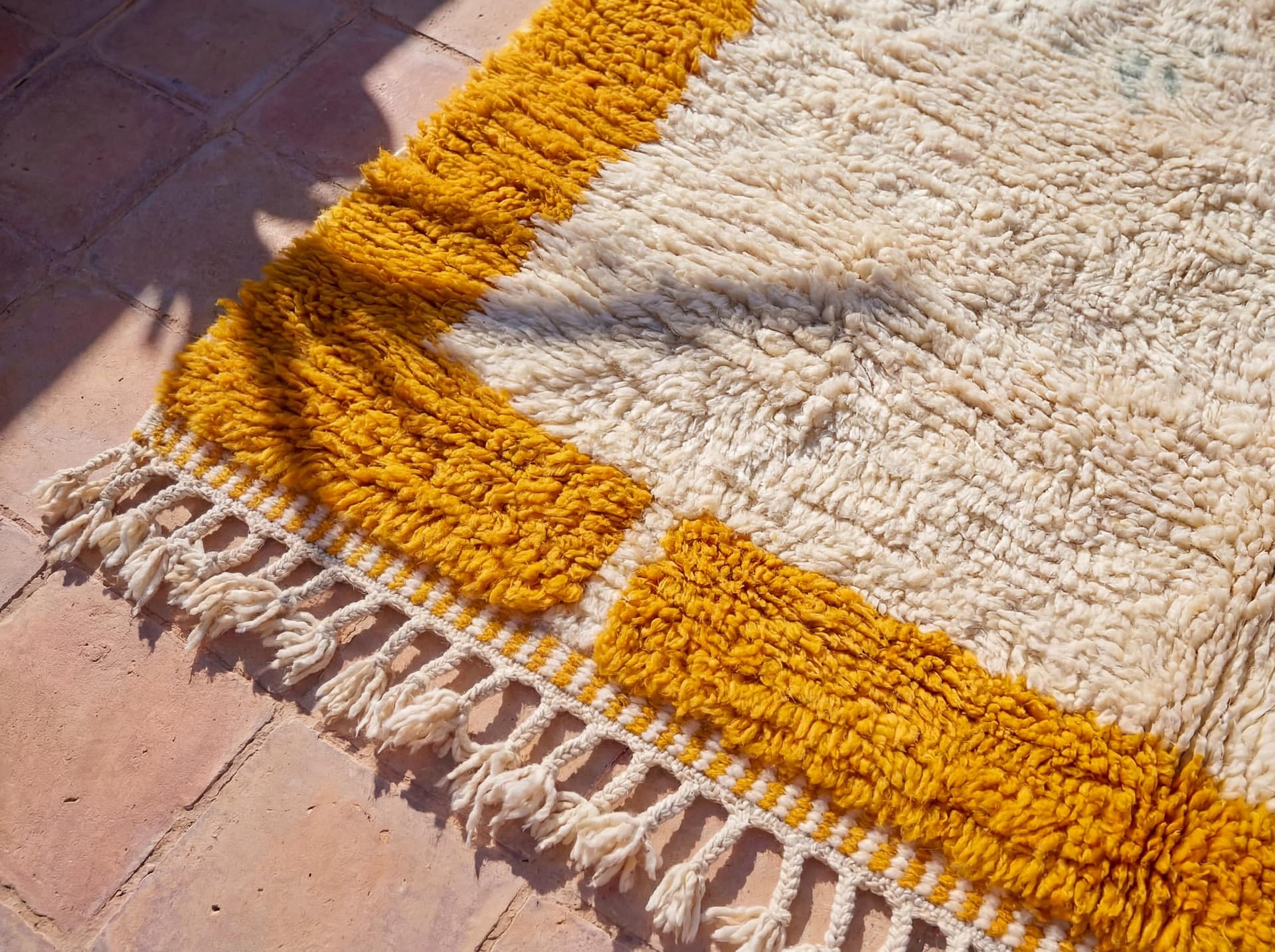 Orange Border Beni Ourain Rug