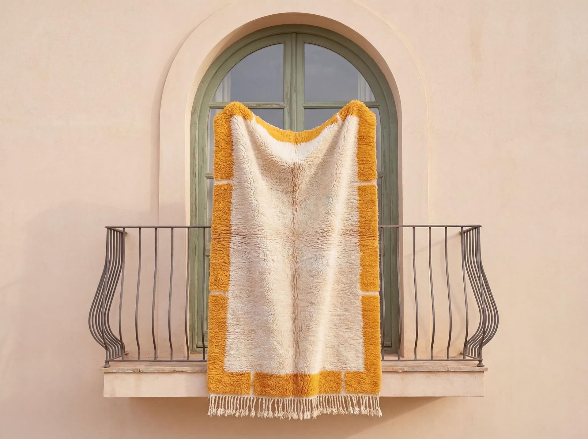 Orange Border Beni Ourain Rug