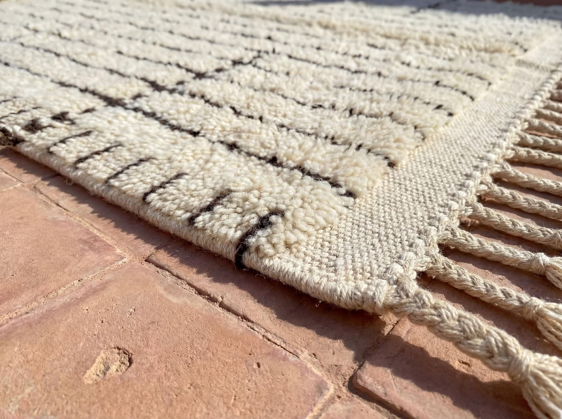 Ivory Black Striped Rug