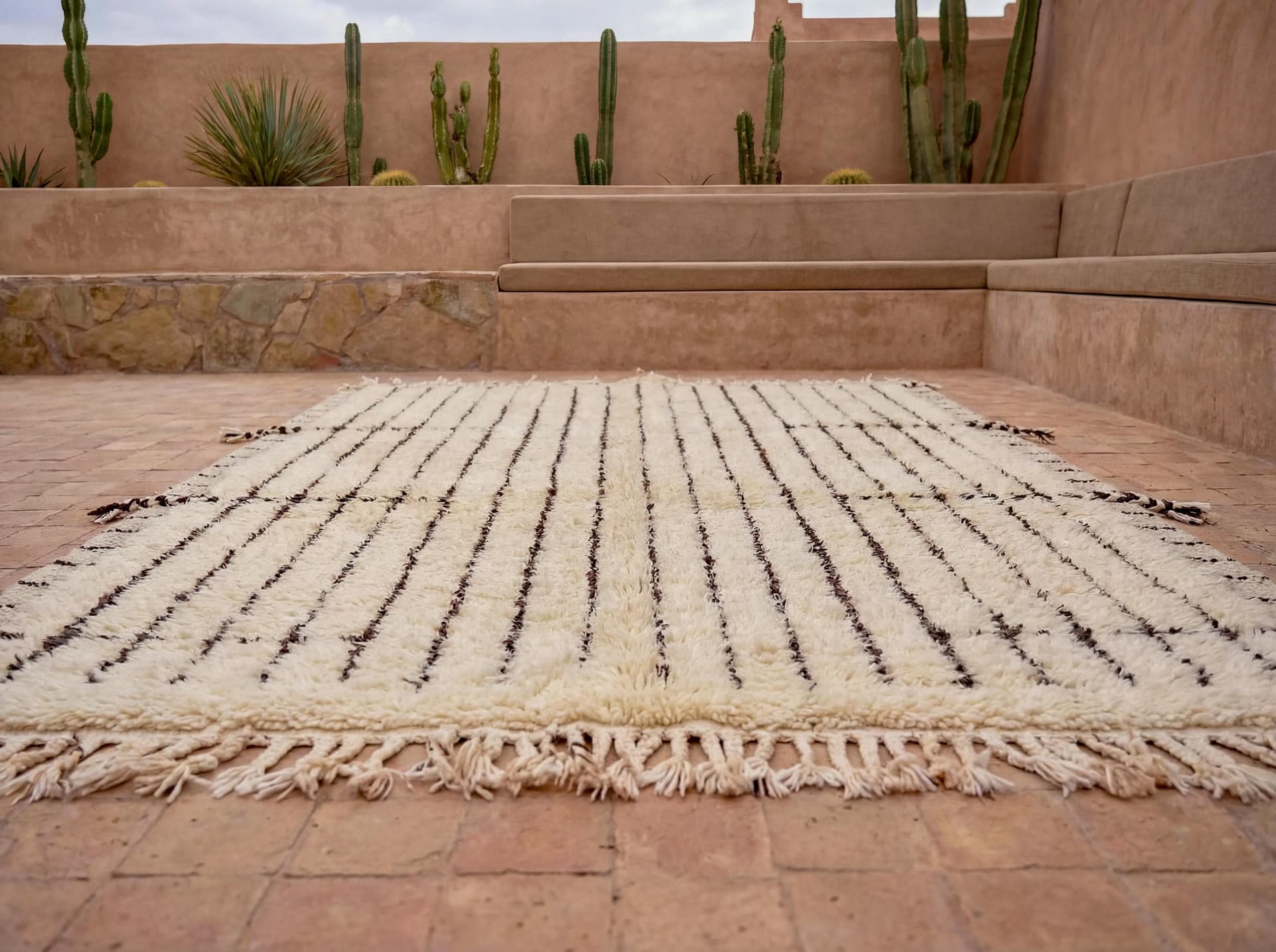 Ivory Black Striped Rug