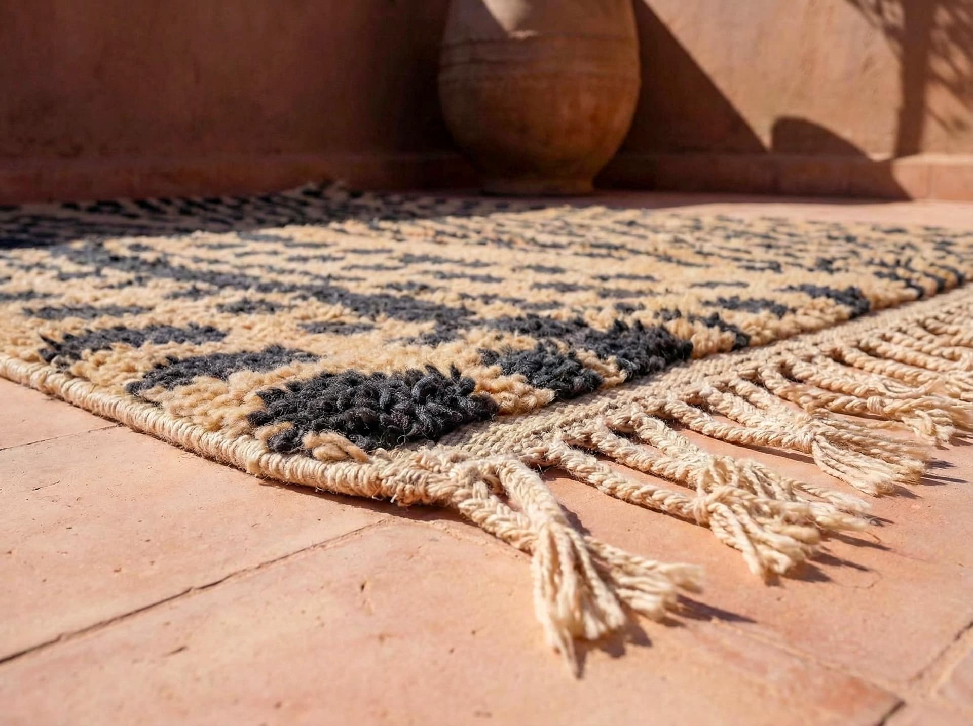 Beige Dotted Stripe Rug