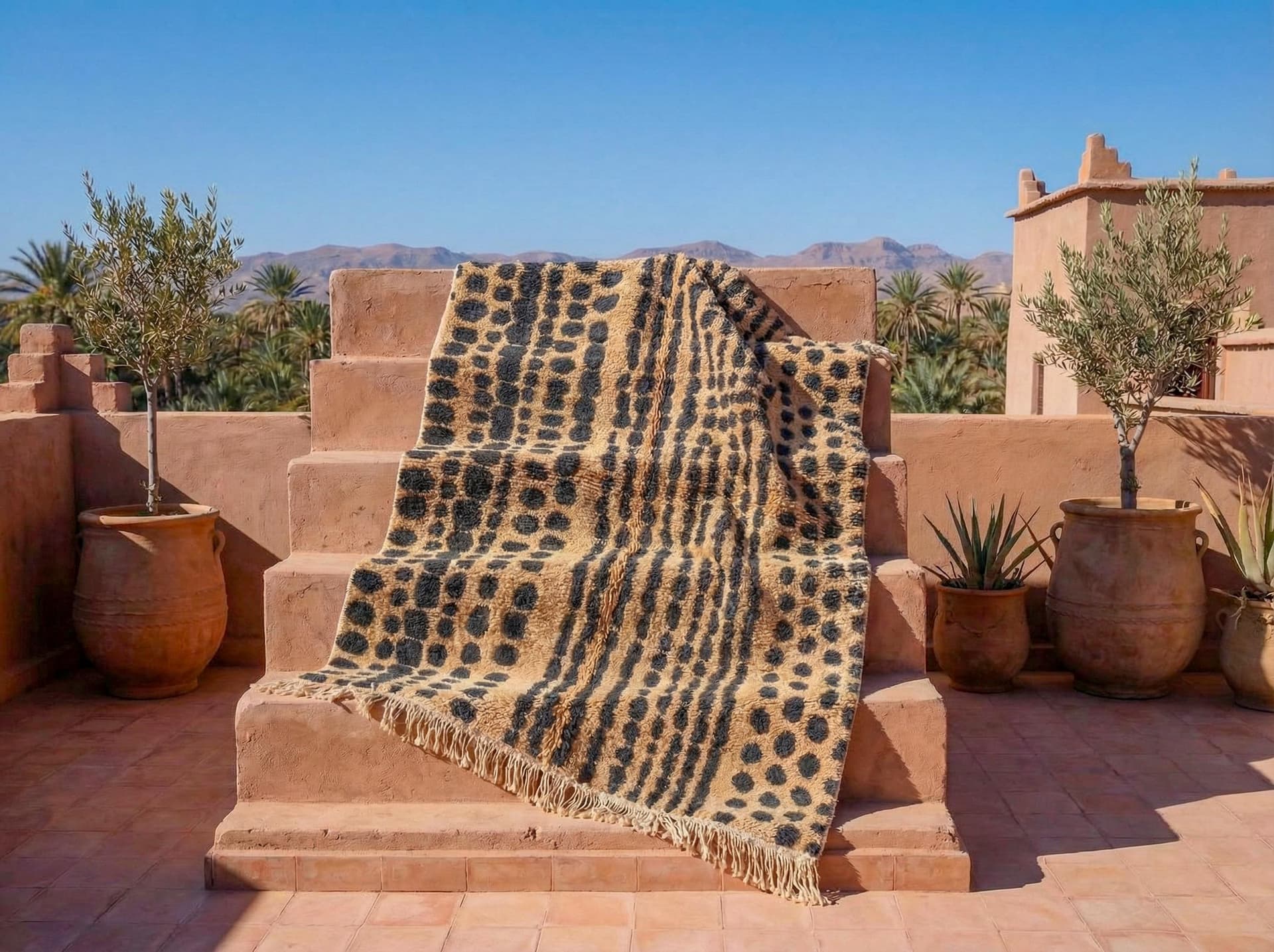 Beige Dotted Stripe Rug