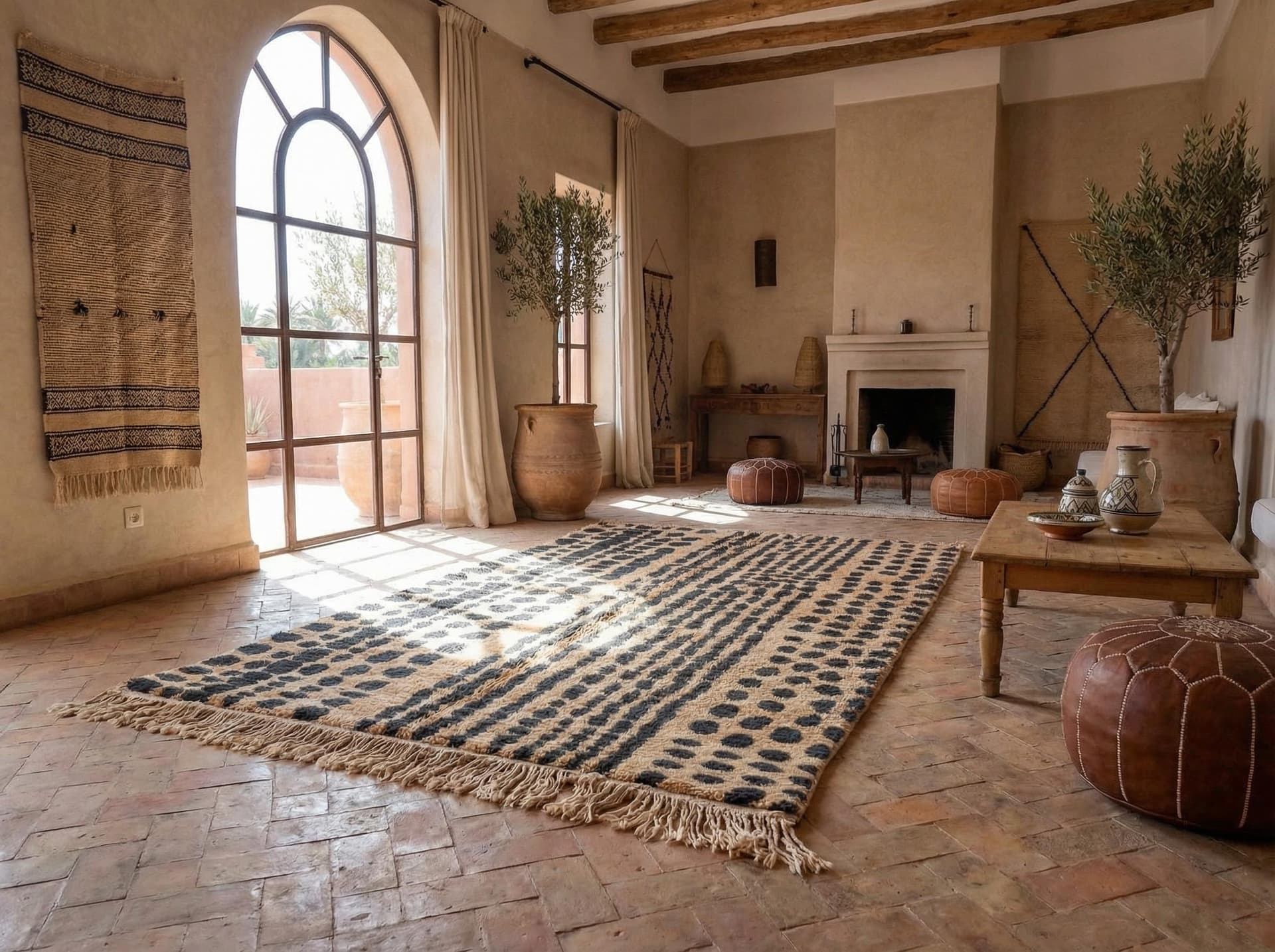 Beige Dotted Stripe Rug