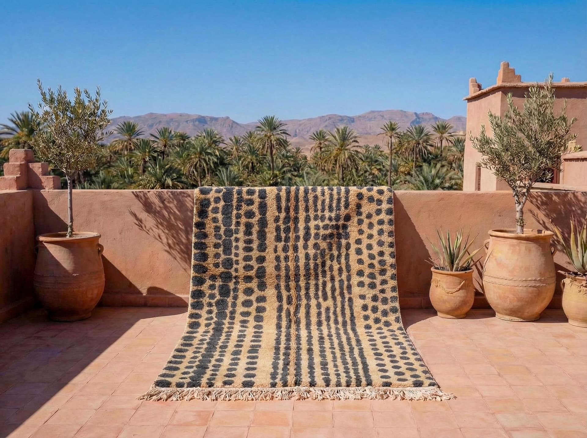Beige Dotted Stripe Rug