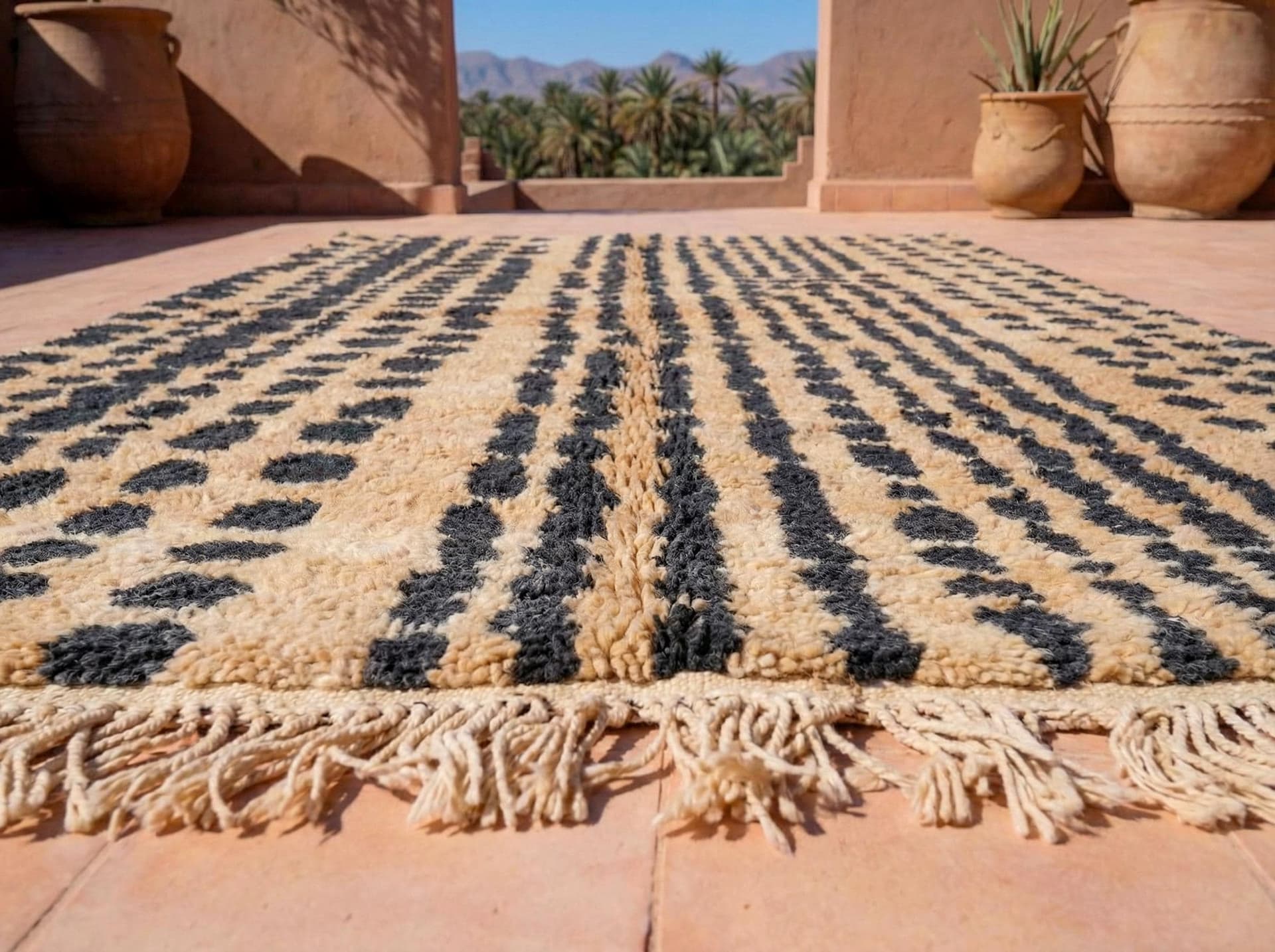 Beige Dotted Stripe Rug