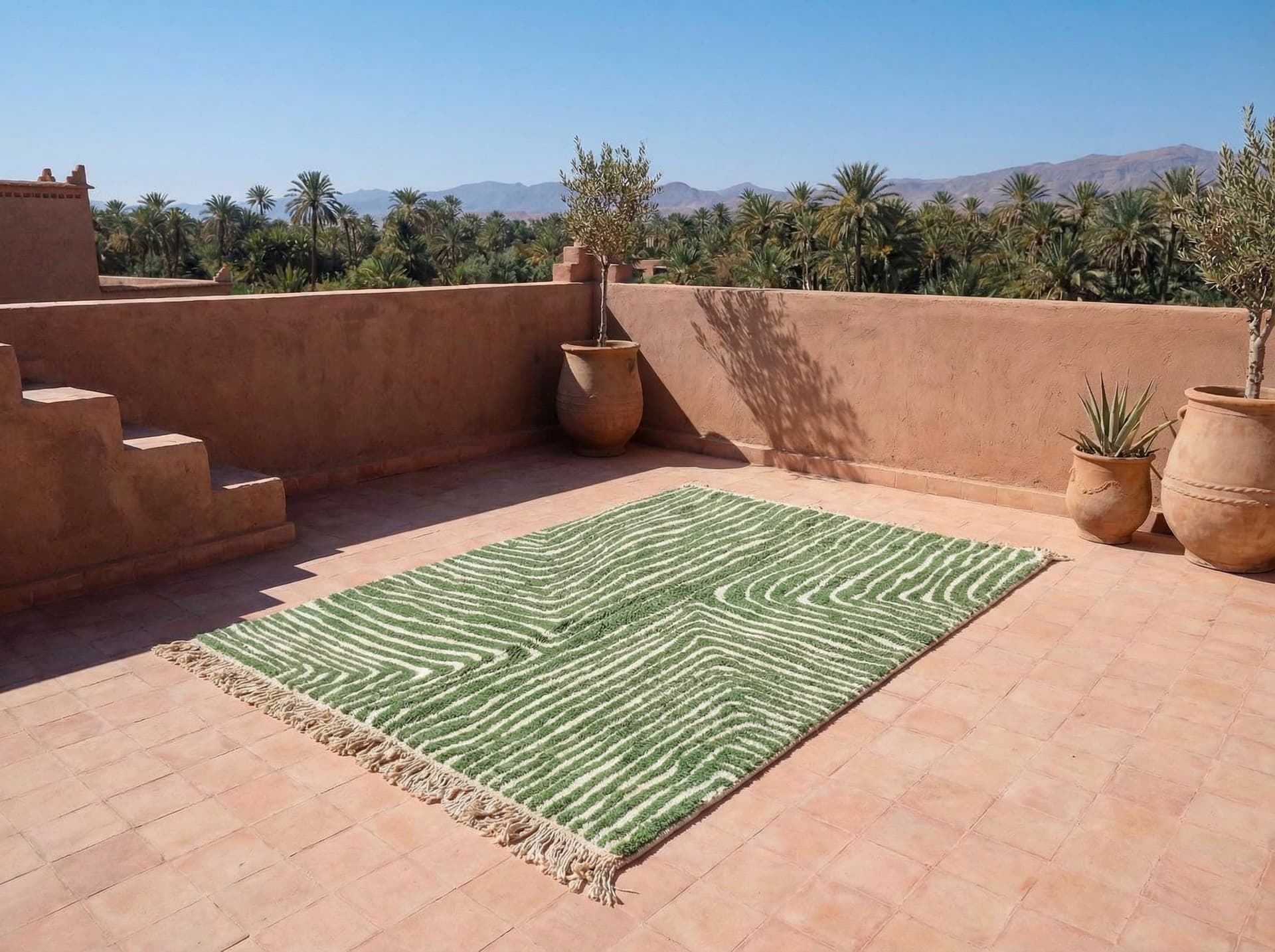 Green Contour Abstract Rug