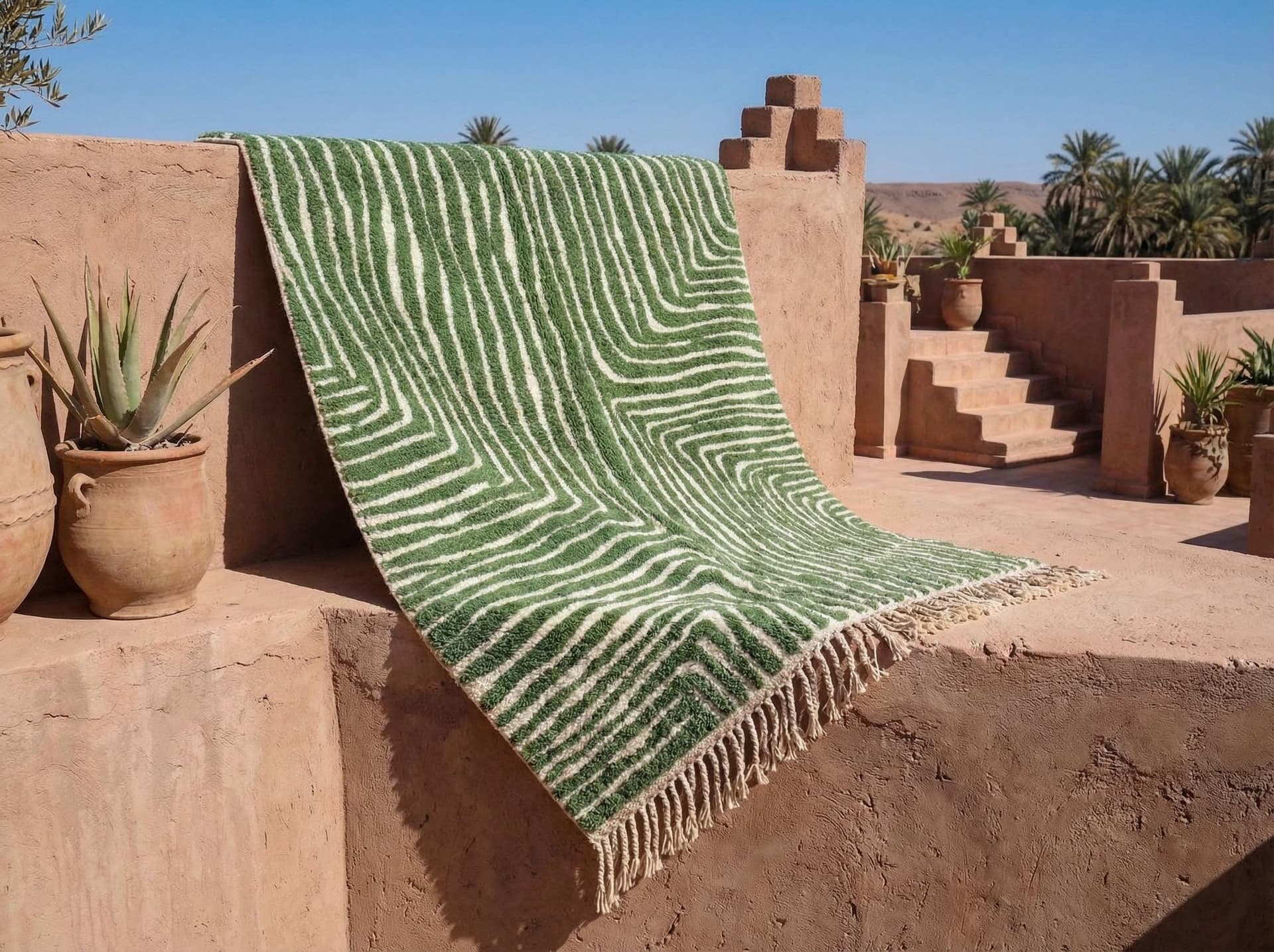 Green Contour Abstract Rug