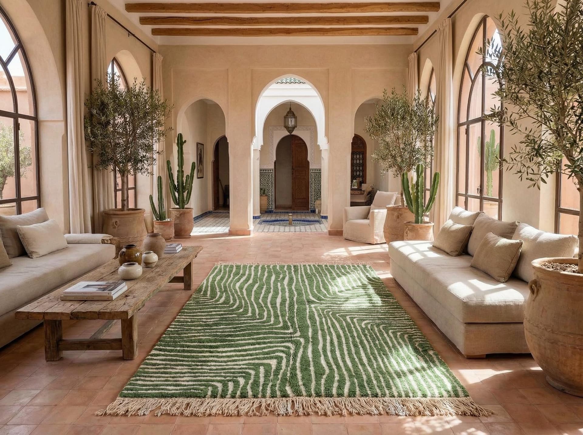 Green Contour Abstract Rug