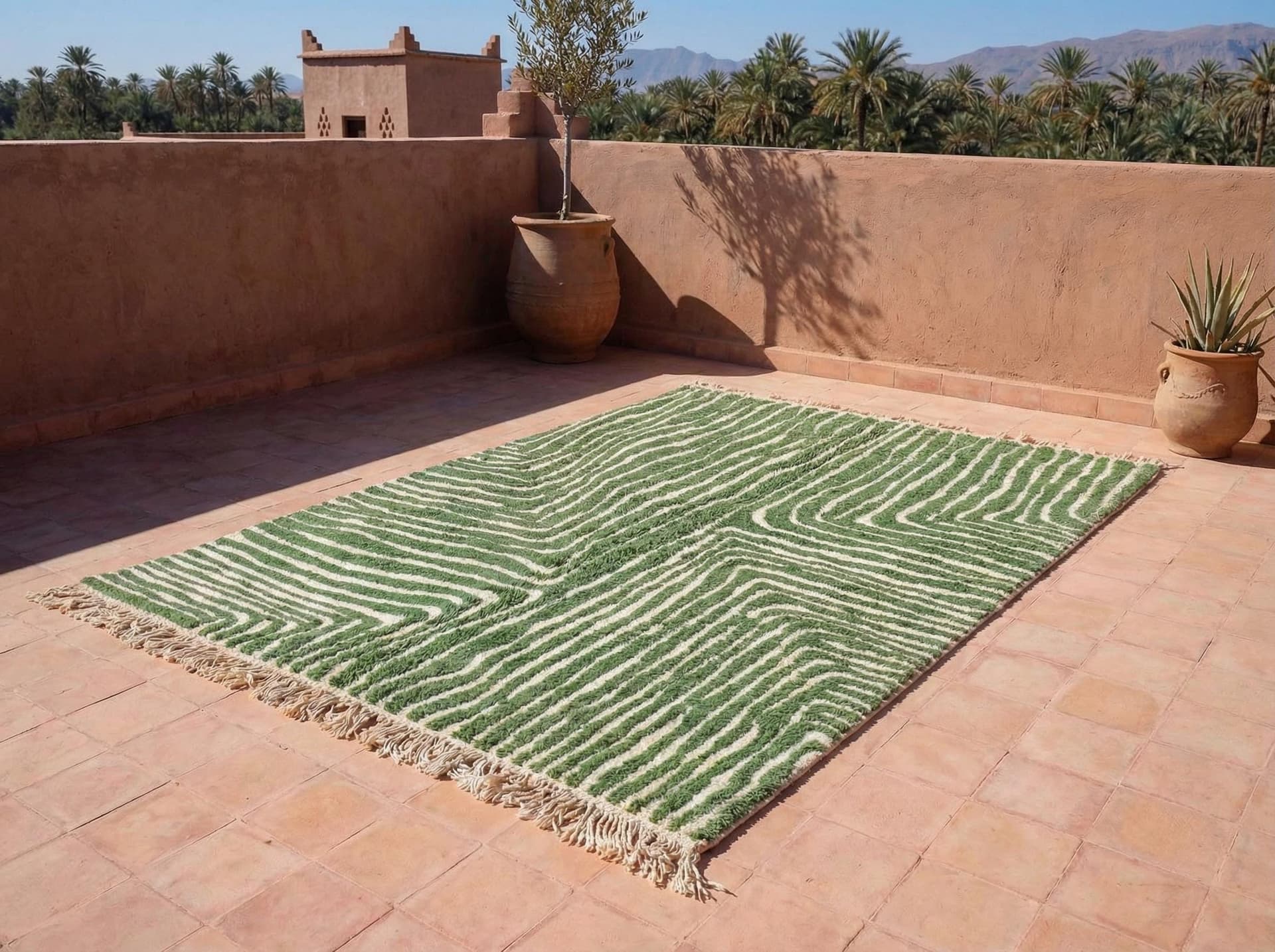 Green Contour Abstract Rug